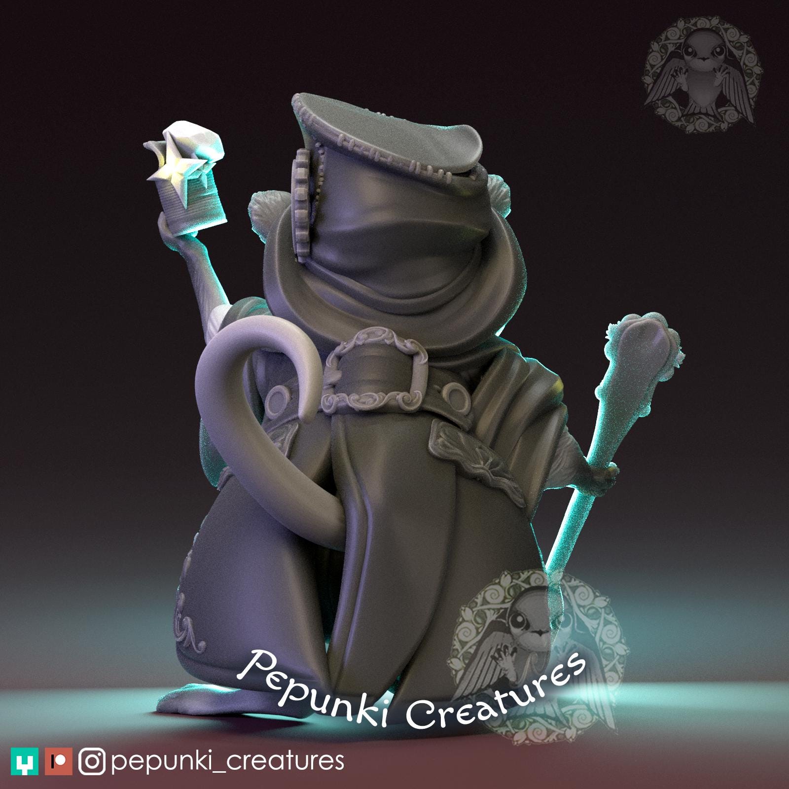 Opossum Metal Collector | Tabletop Miniature | Pepunki Creatures