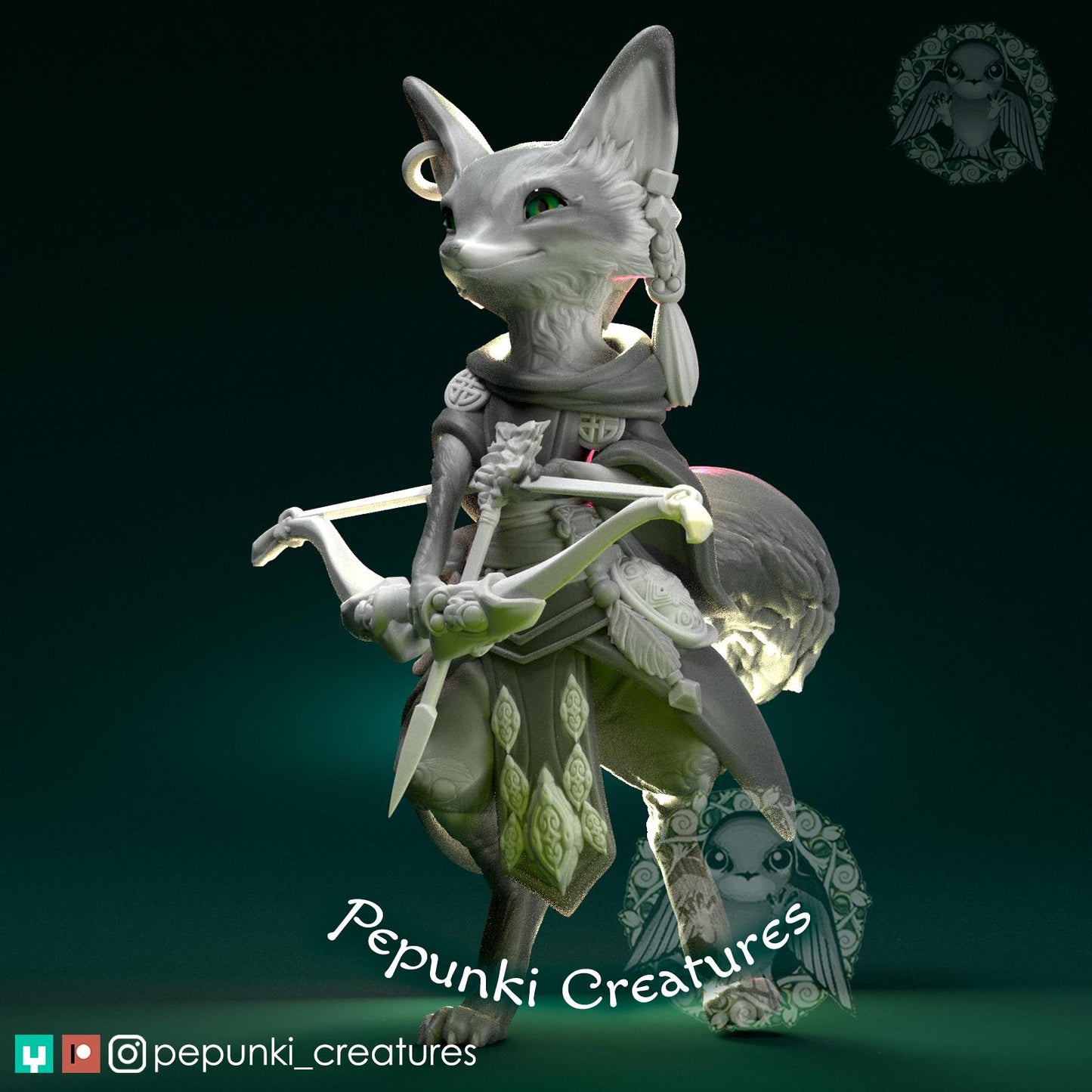 Fox Archer | Tabletop Miniature | Pepunki Creatures
