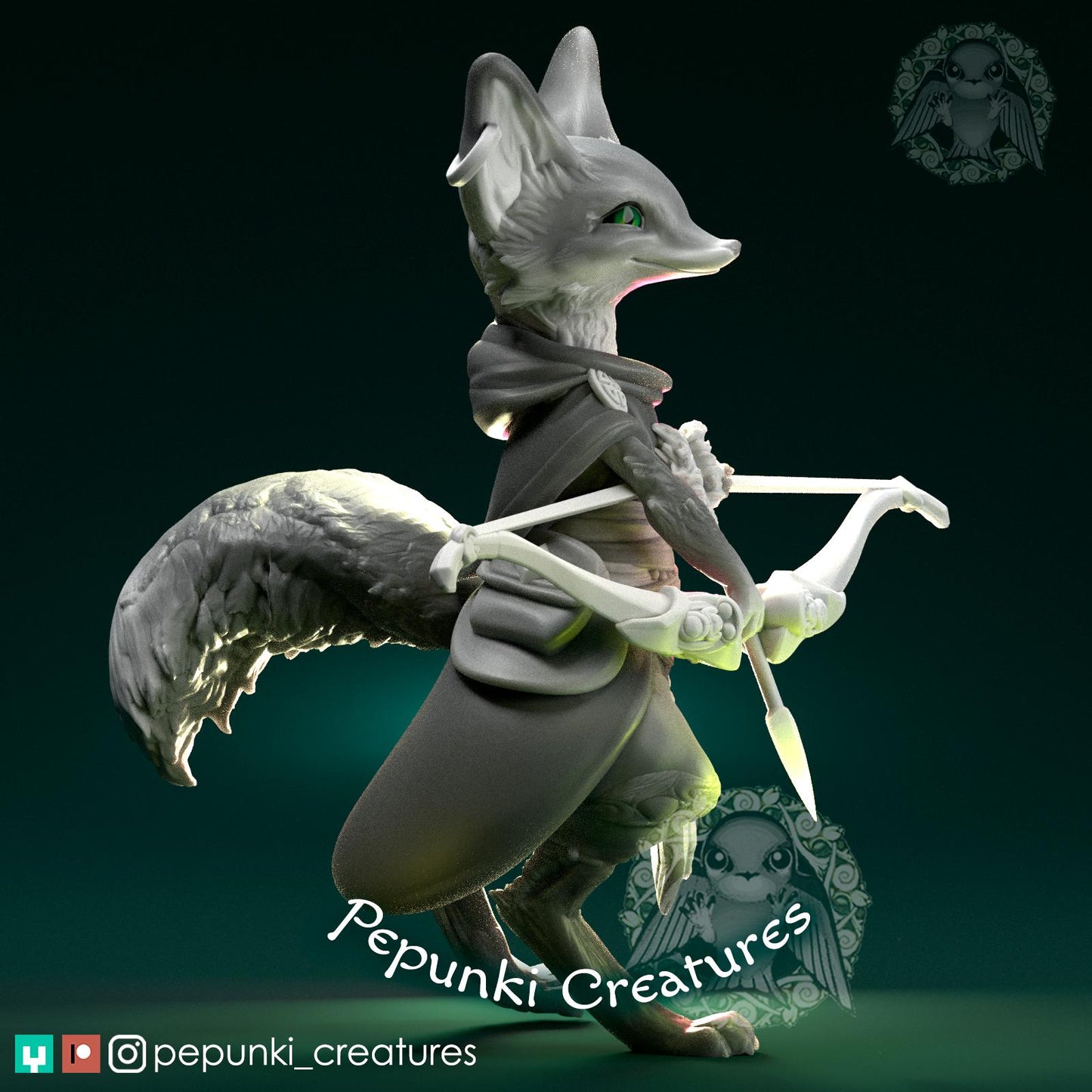 Fox Archer | Tabletop Miniature | Pepunki Creatures