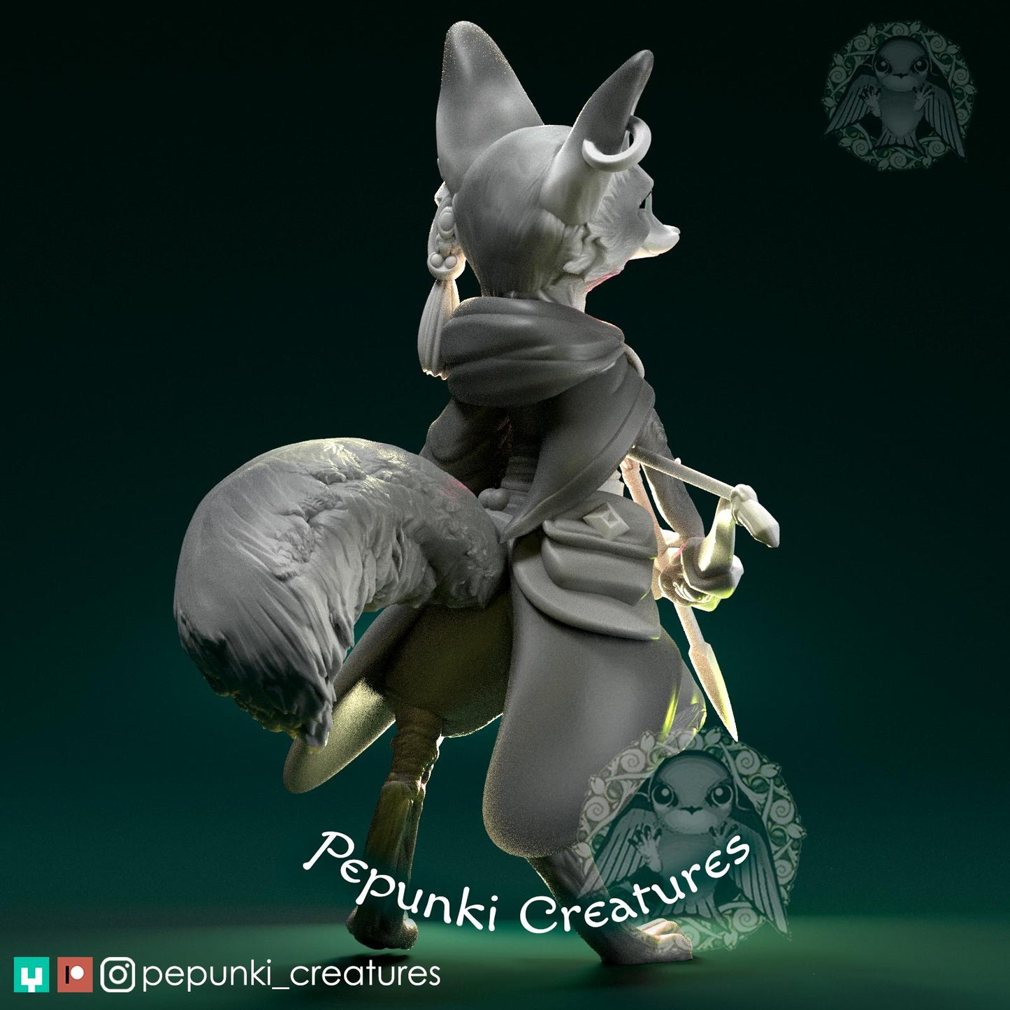Fox Archer | Tabletop Miniature | Pepunki Creatures