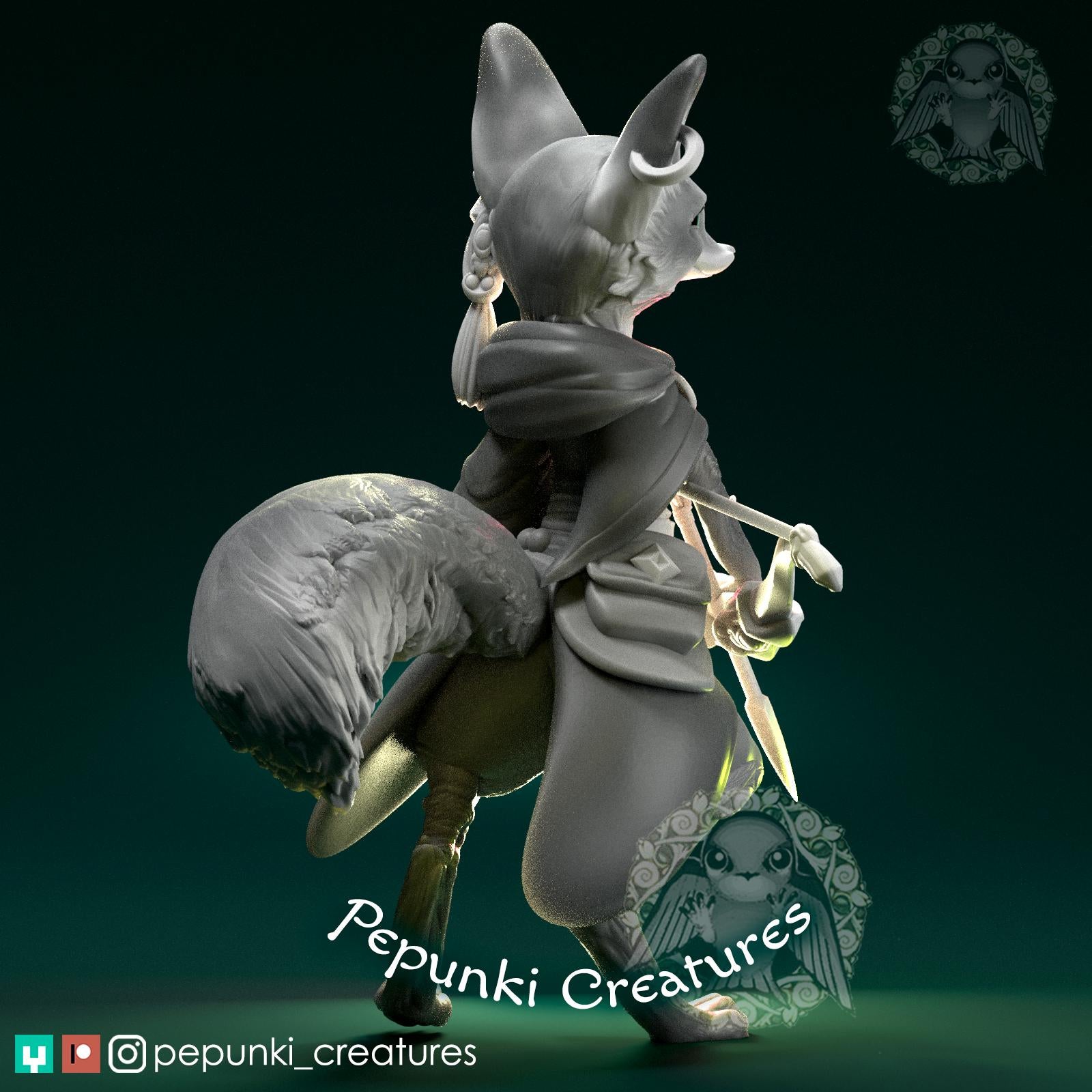 Fox Archer | Tabletop Miniature | Pepunki Creatures