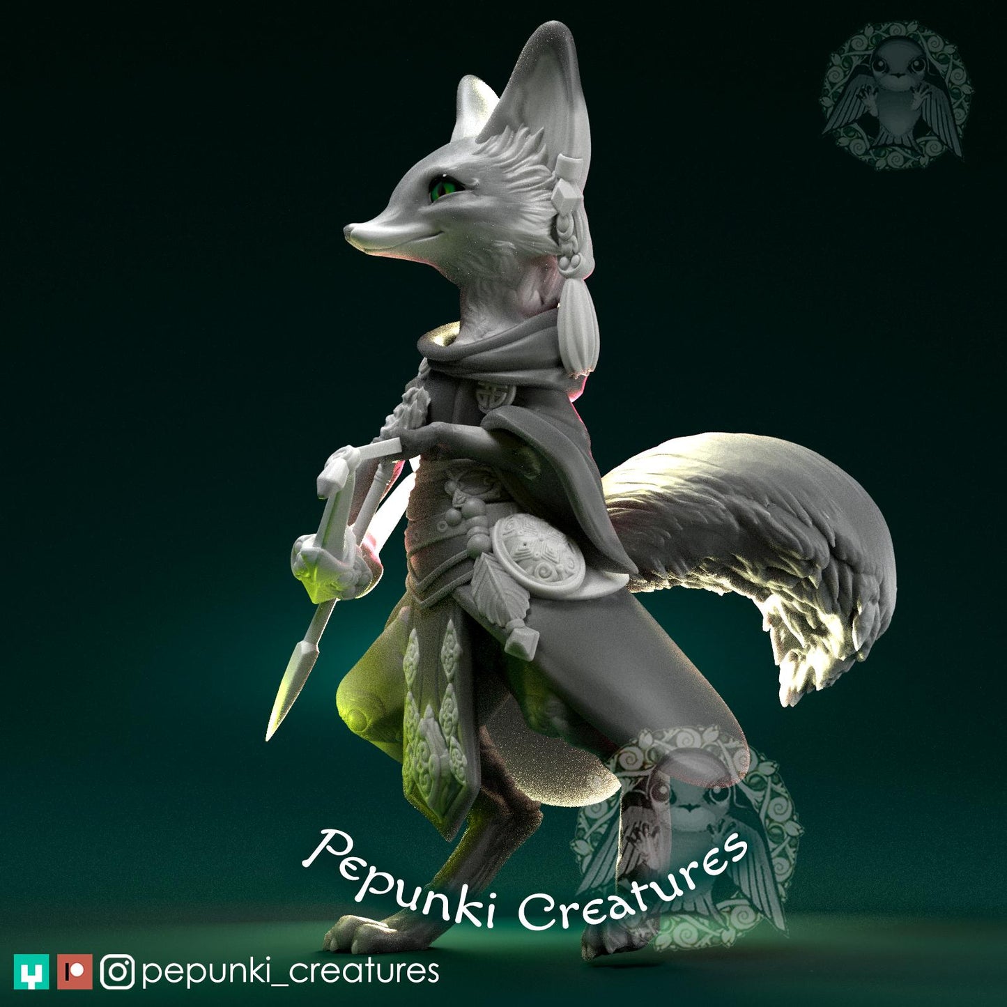 Fox Archer | Tabletop Miniature | Pepunki Creatures