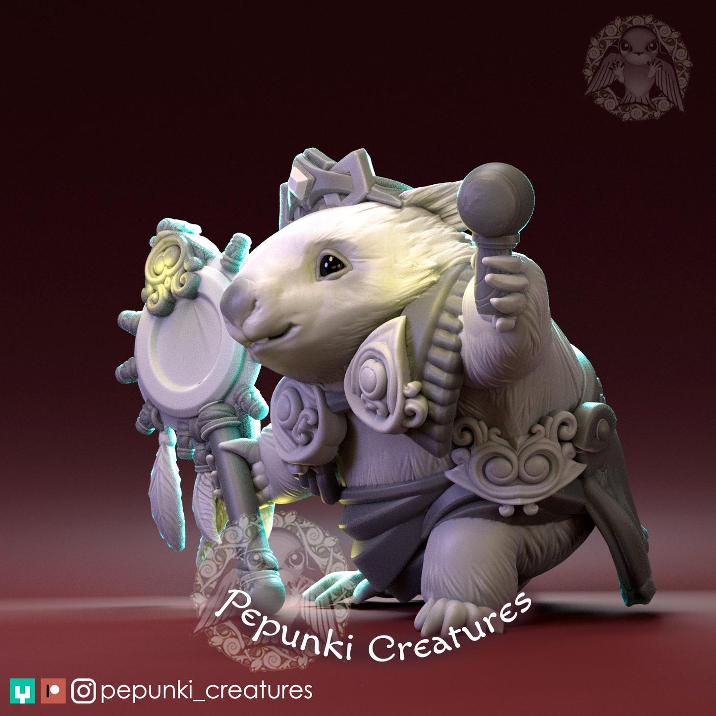Wombat Shaman Wizard | Tabletop Miniature | Pepunki Creatures
