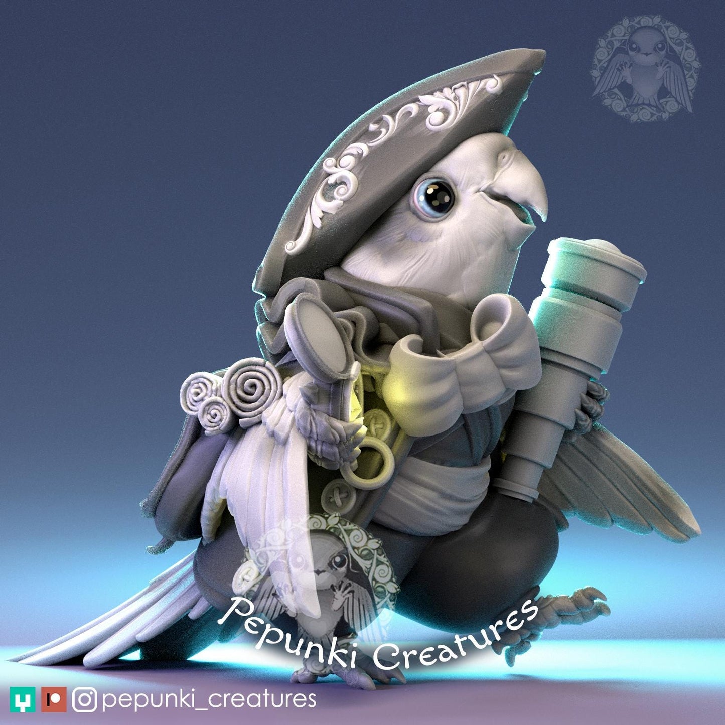 Cockatiel Navigator | Tabletop Miniature | Pepunki Creatures