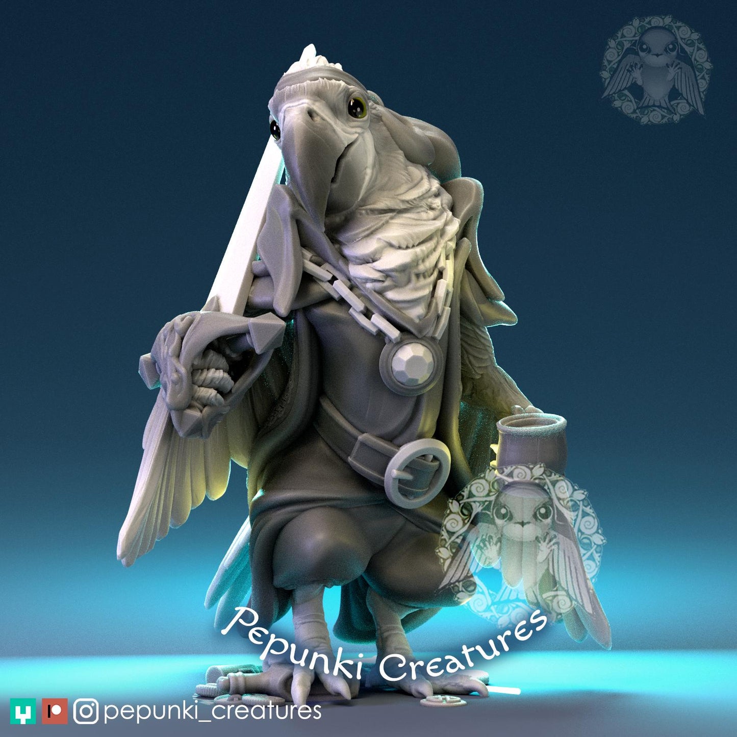 Macaw Pirate | Tabletop Miniature | Pepunki Creatures