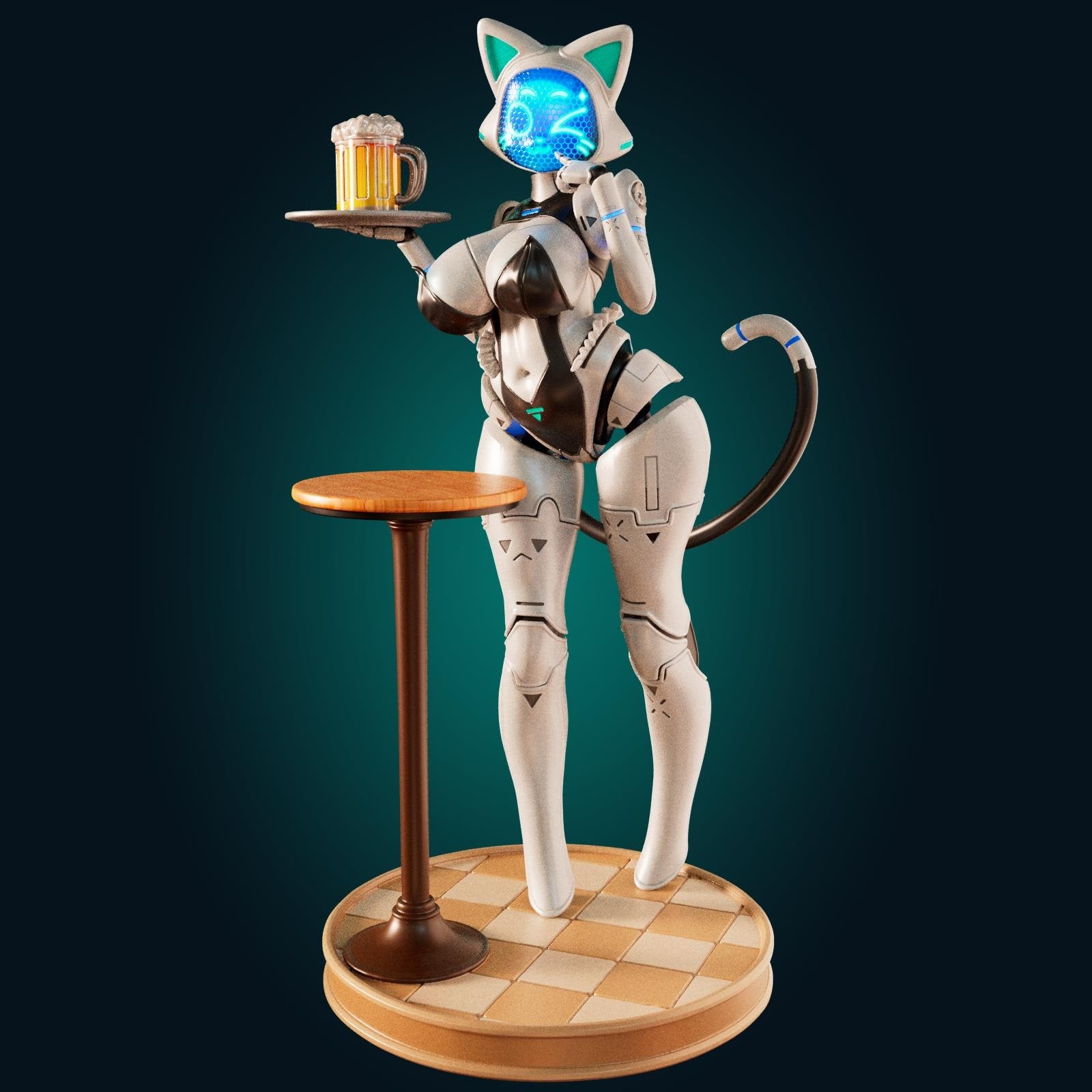 Nekobot Model Kit | 3D Resin Printed Figurine | Officer Rhu
