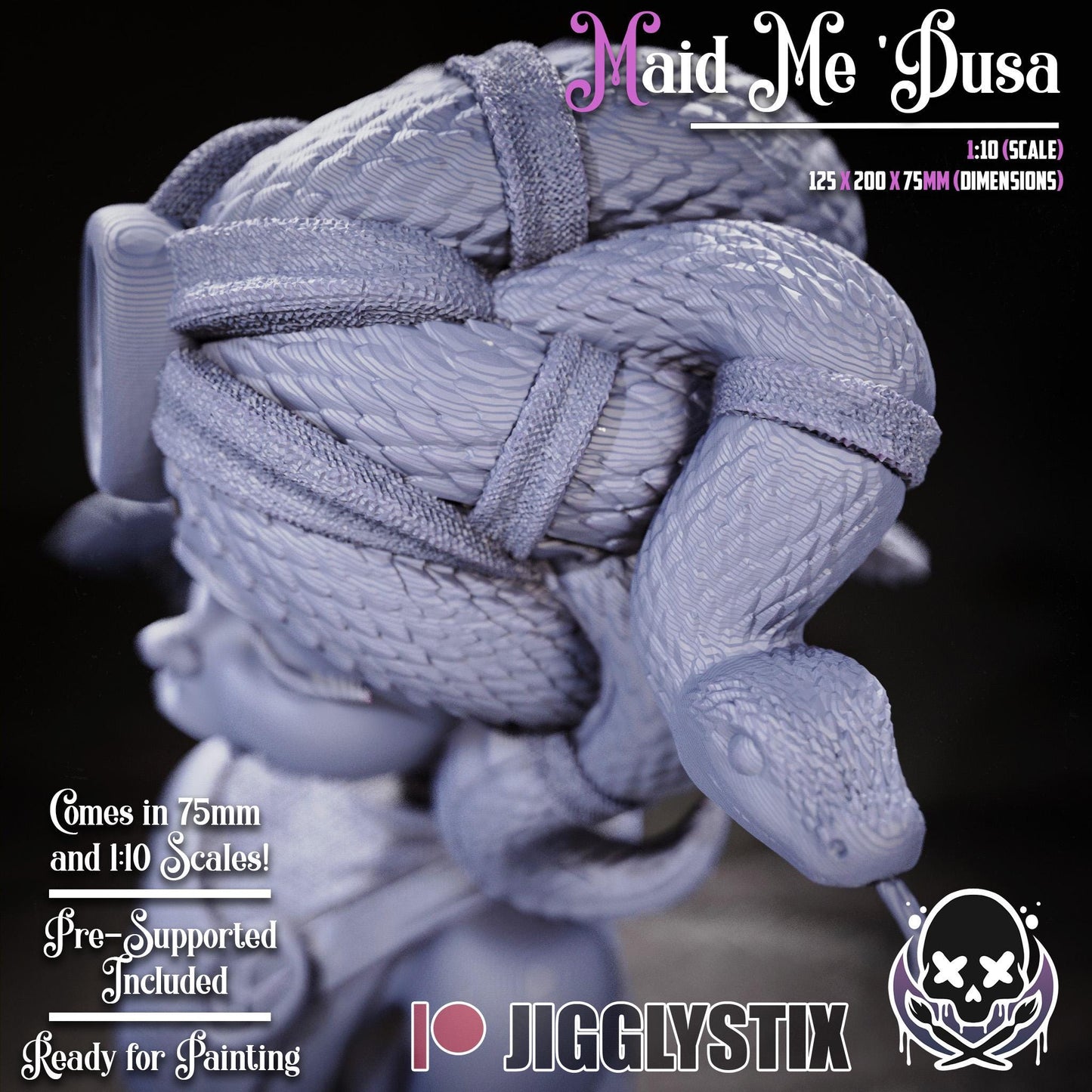 Medusa Snake Girl Model Kit | 3D Resin Printed Figurine | Jigglystix