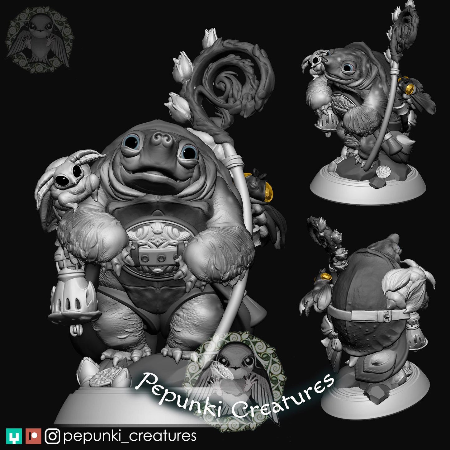 Pignose Turtle Druid | Tabletop Miniature | Pepunki Creatures