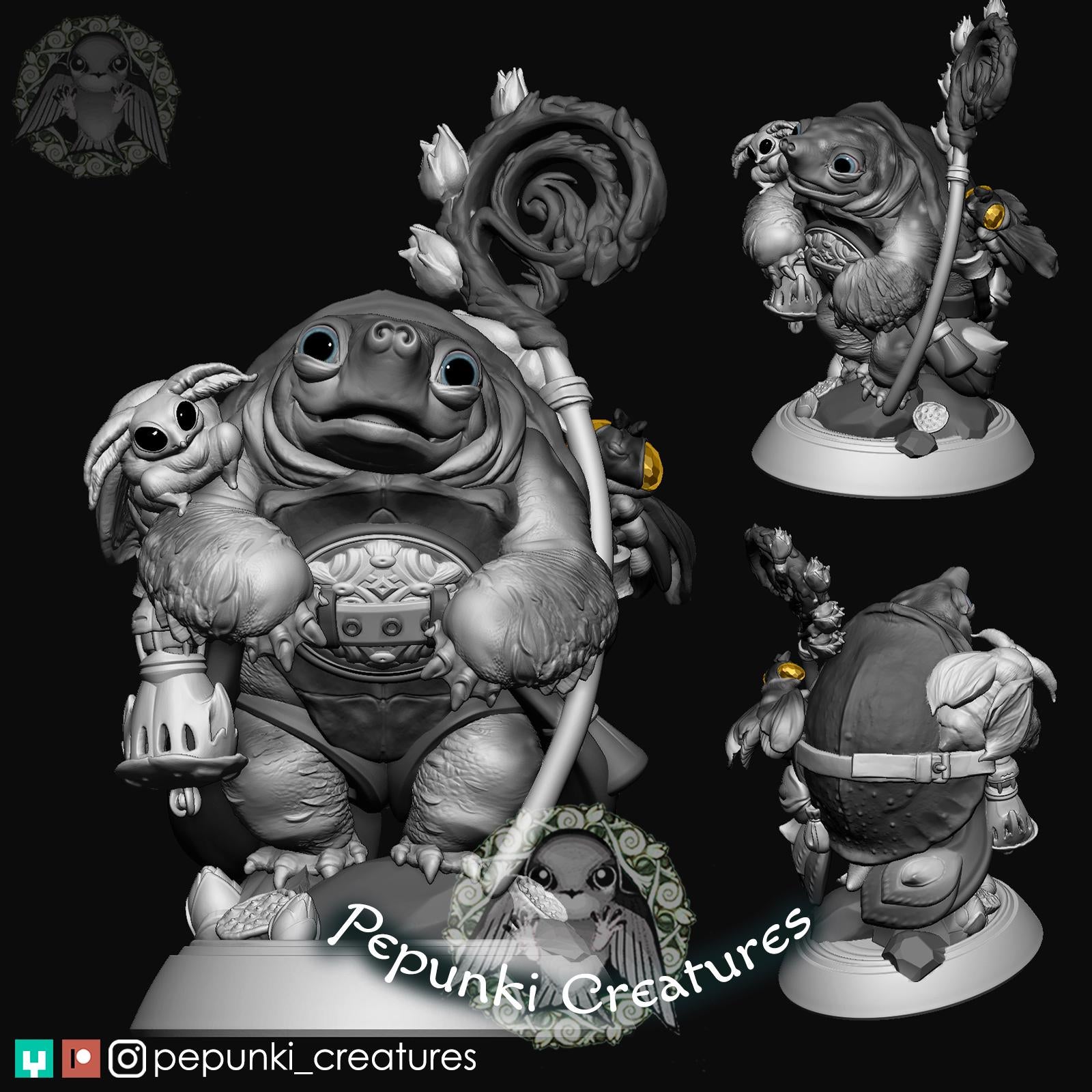 Pignose Turtle Druid | Tabletop Miniature | Pepunki Creatures