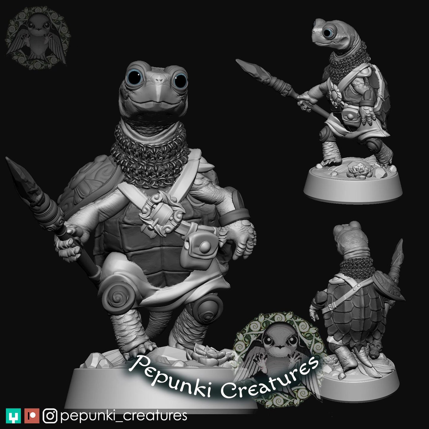 Turtle Warrior | Tabletop Miniature | Pepunki Creatures