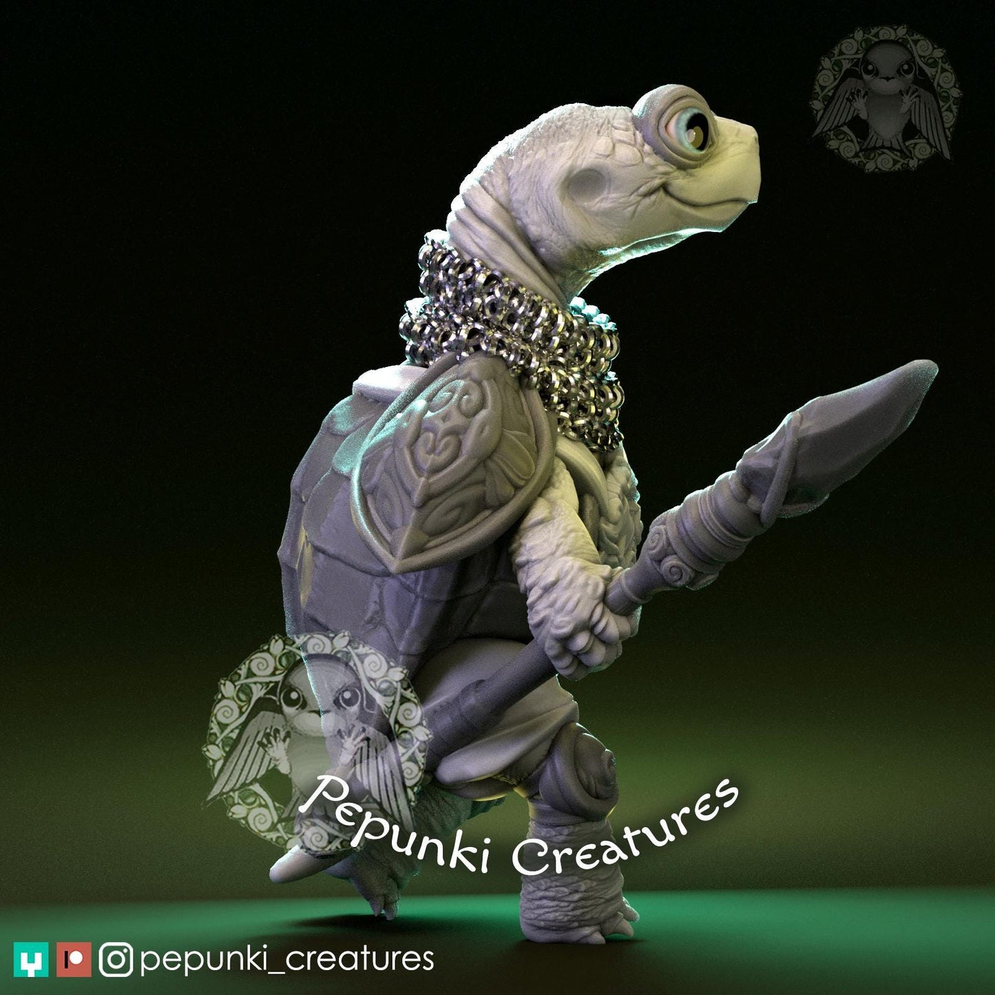 Turtle Warrior | Tabletop Miniature | Pepunki Creatures