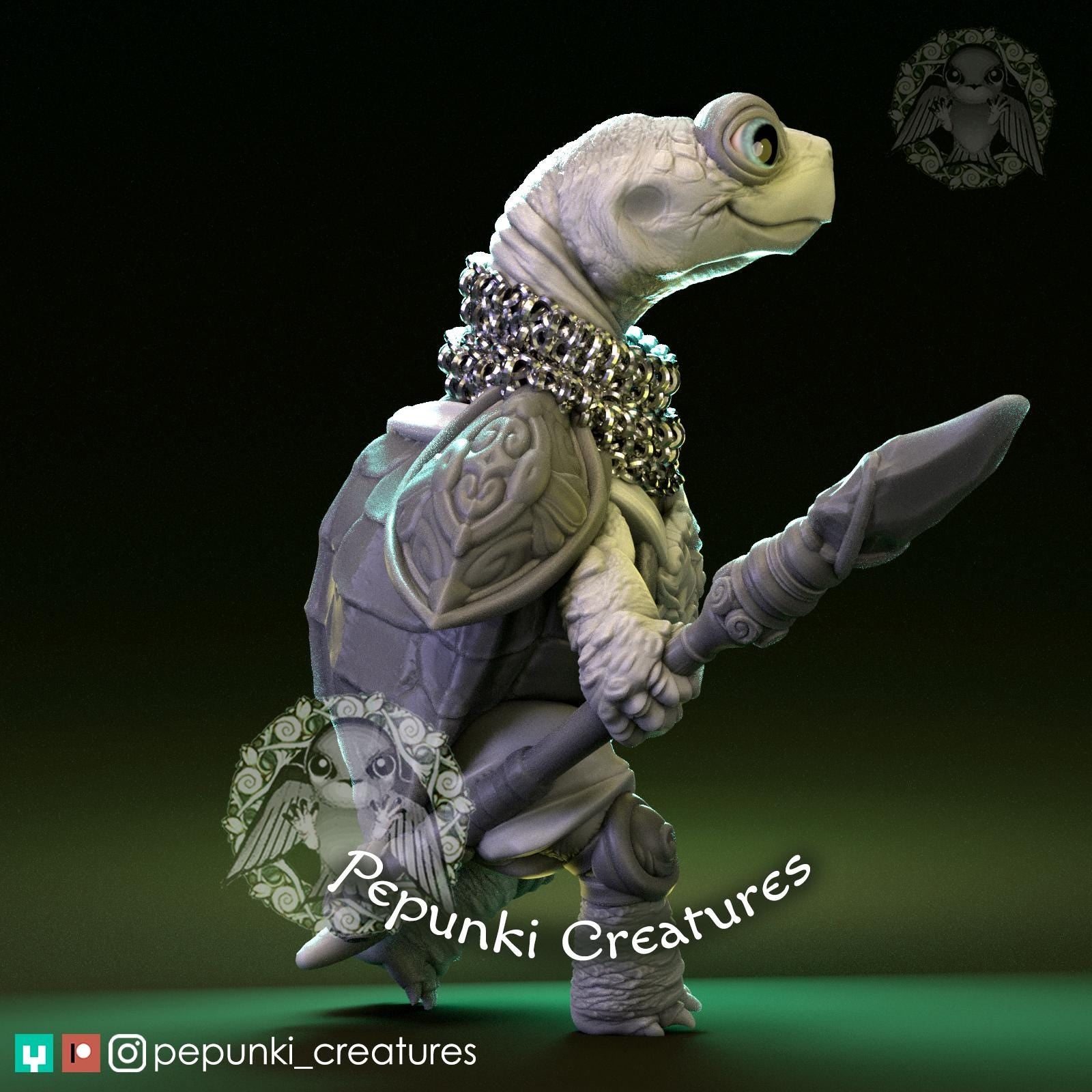 Turtle Warrior | Tabletop Miniature | Pepunki Creatures