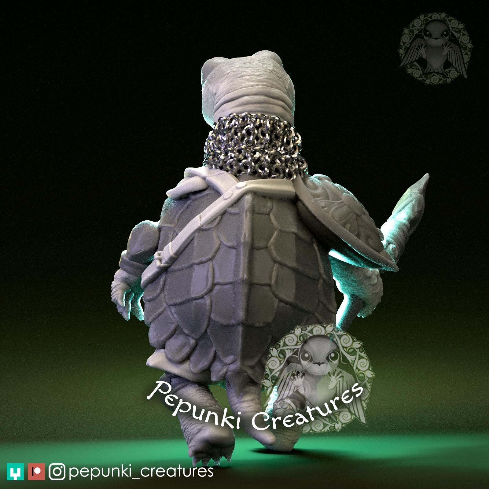Turtle Warrior | Tabletop Miniature | Pepunki Creatures
