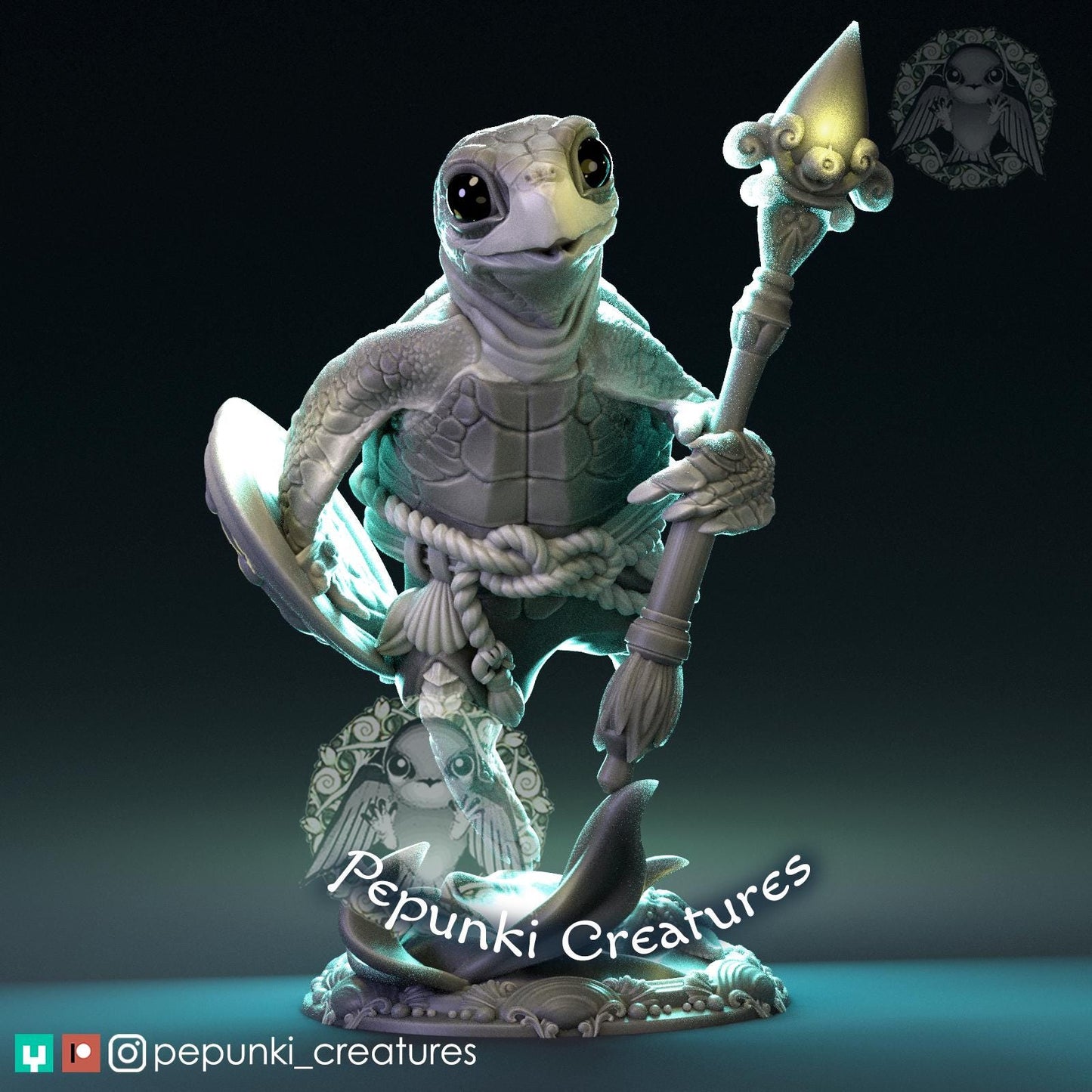 Sea Turtle Warrior | Tabletop Miniature | Pepunki Creatures