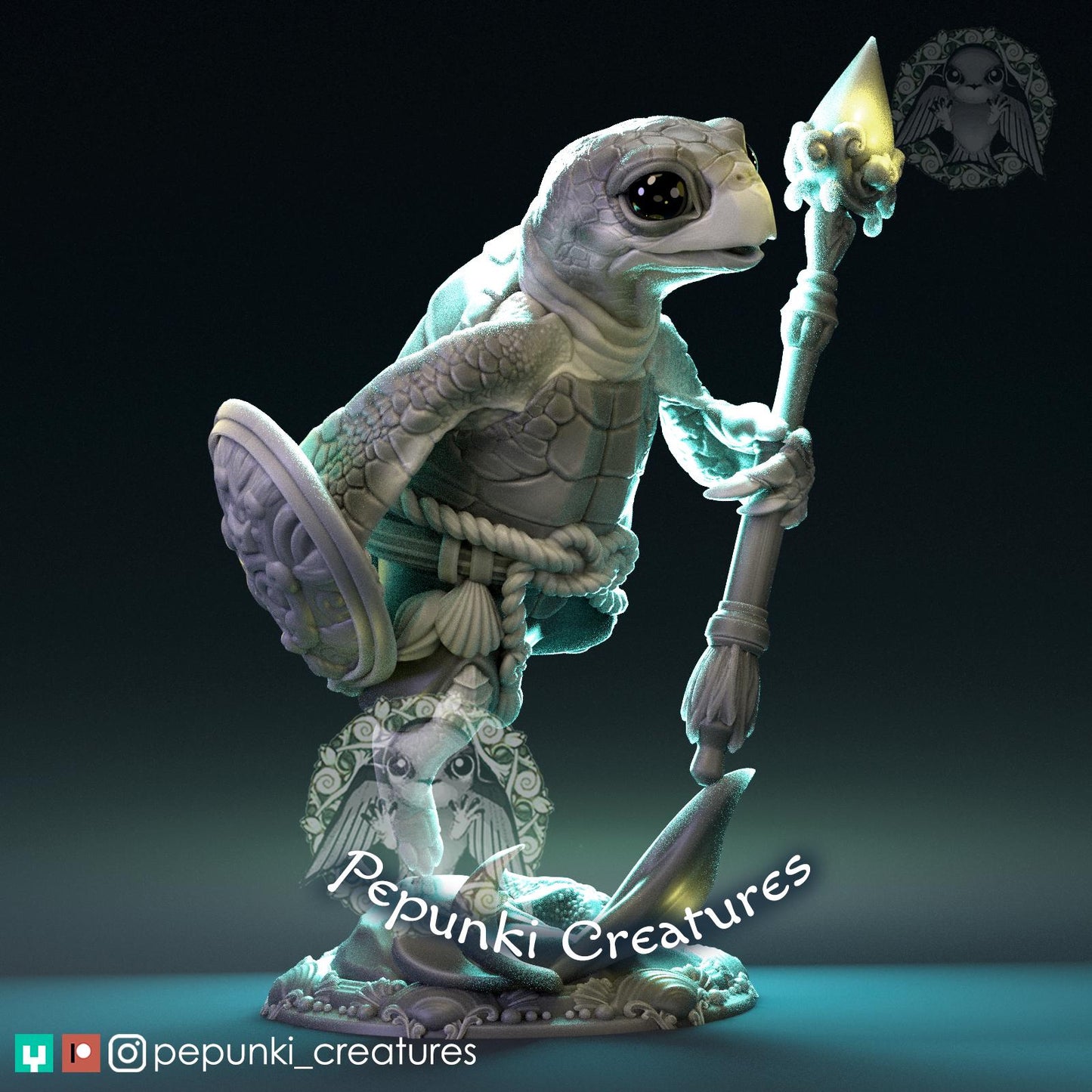Sea Turtle Warrior | Tabletop Miniature | Pepunki Creatures