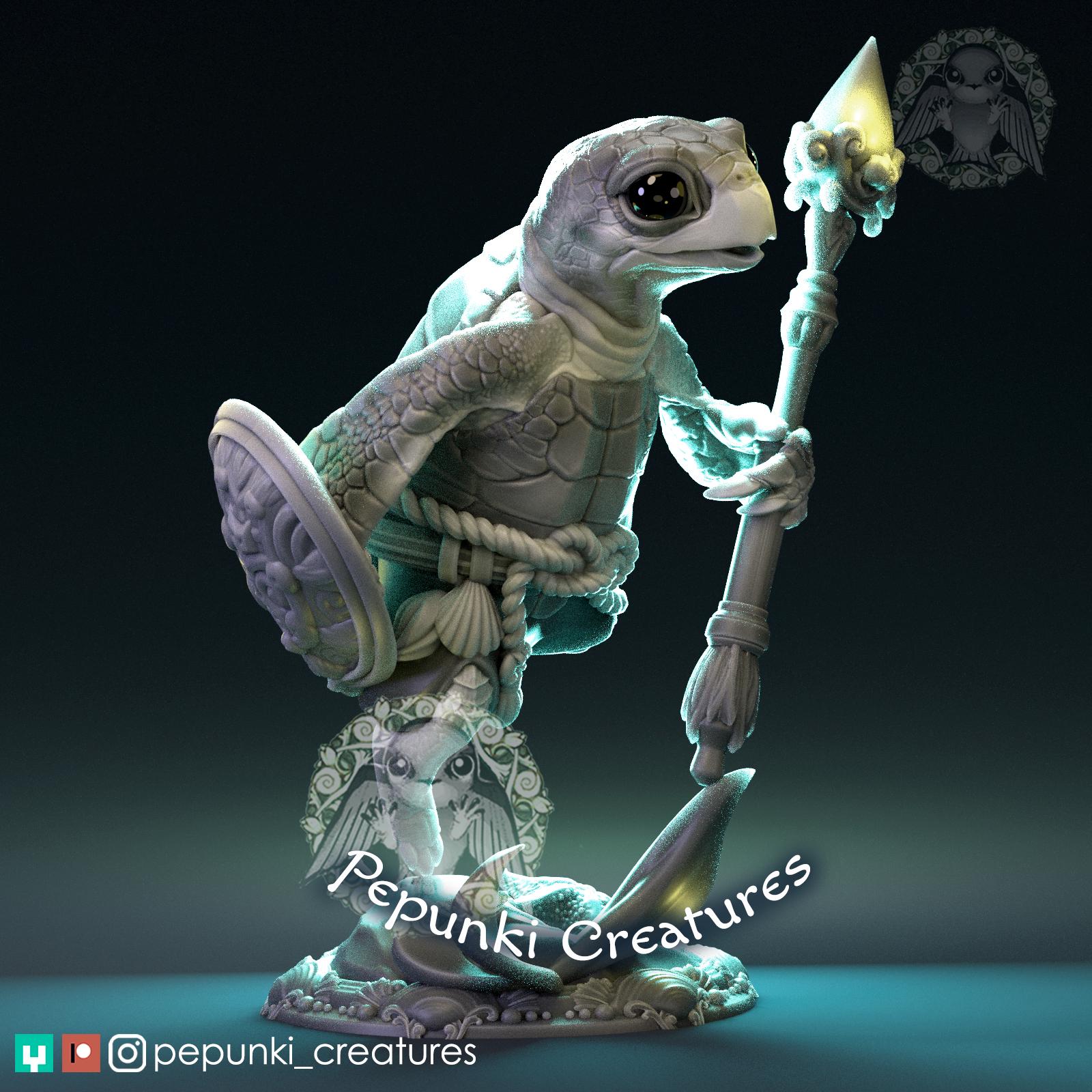 Sea Turtle Warrior | Tabletop Miniature | Pepunki Creatures