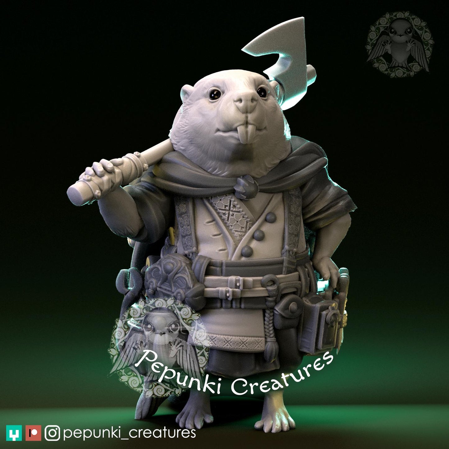 Beaver Carpenter | Tabletop Miniature | Pepunki Creatures