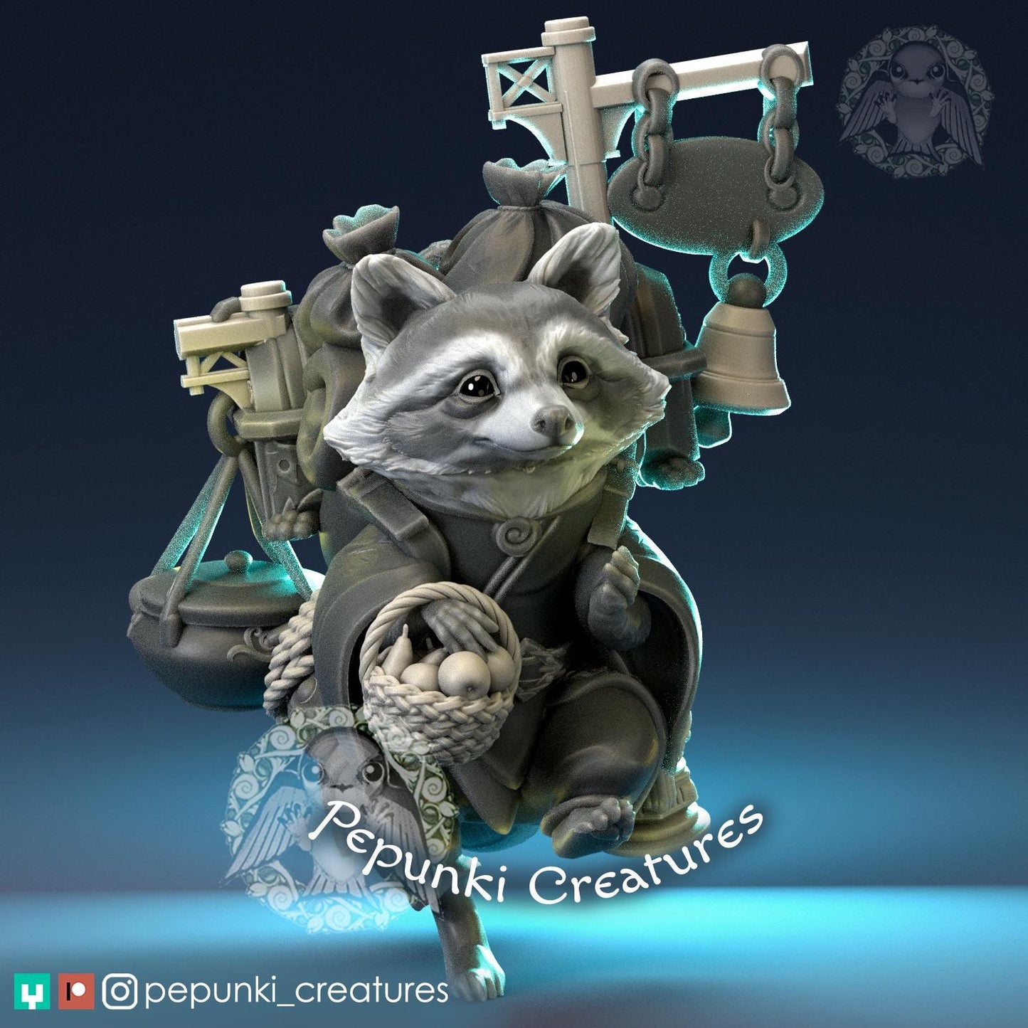 Raccoon Merchant | Tabletop Miniature | Pepunki Creatures