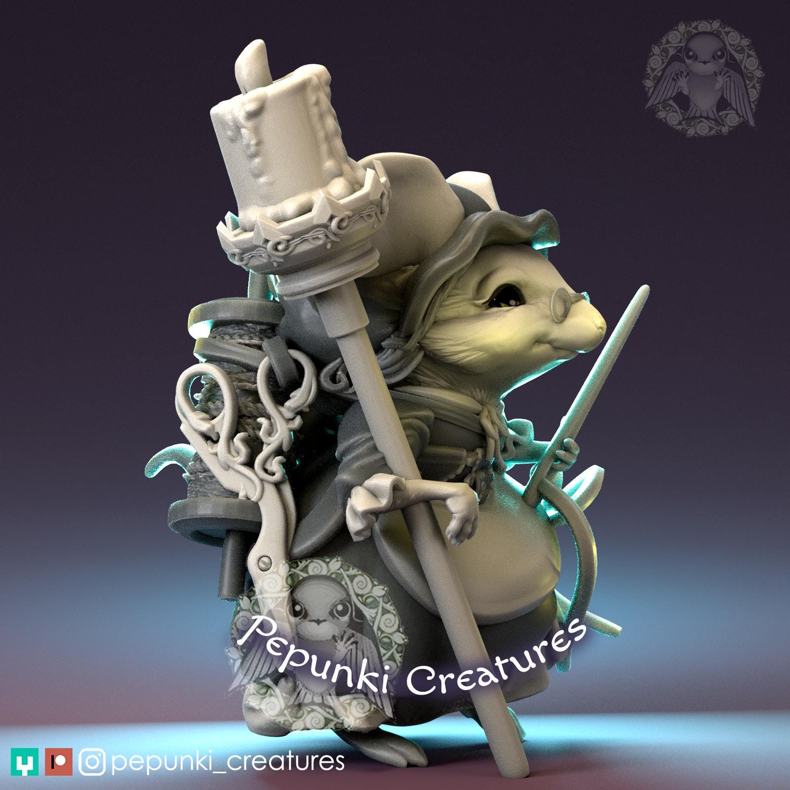 Mouse Seamstress | Tabletop Miniature | Pepunki Creatures