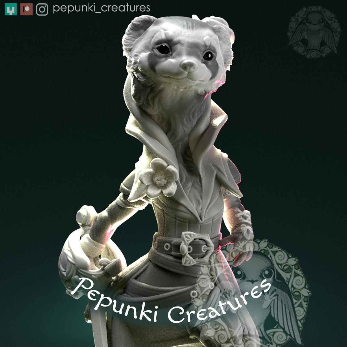Rogue Ferret Lady | Tabletop Miniature | Pepunki Creatures
