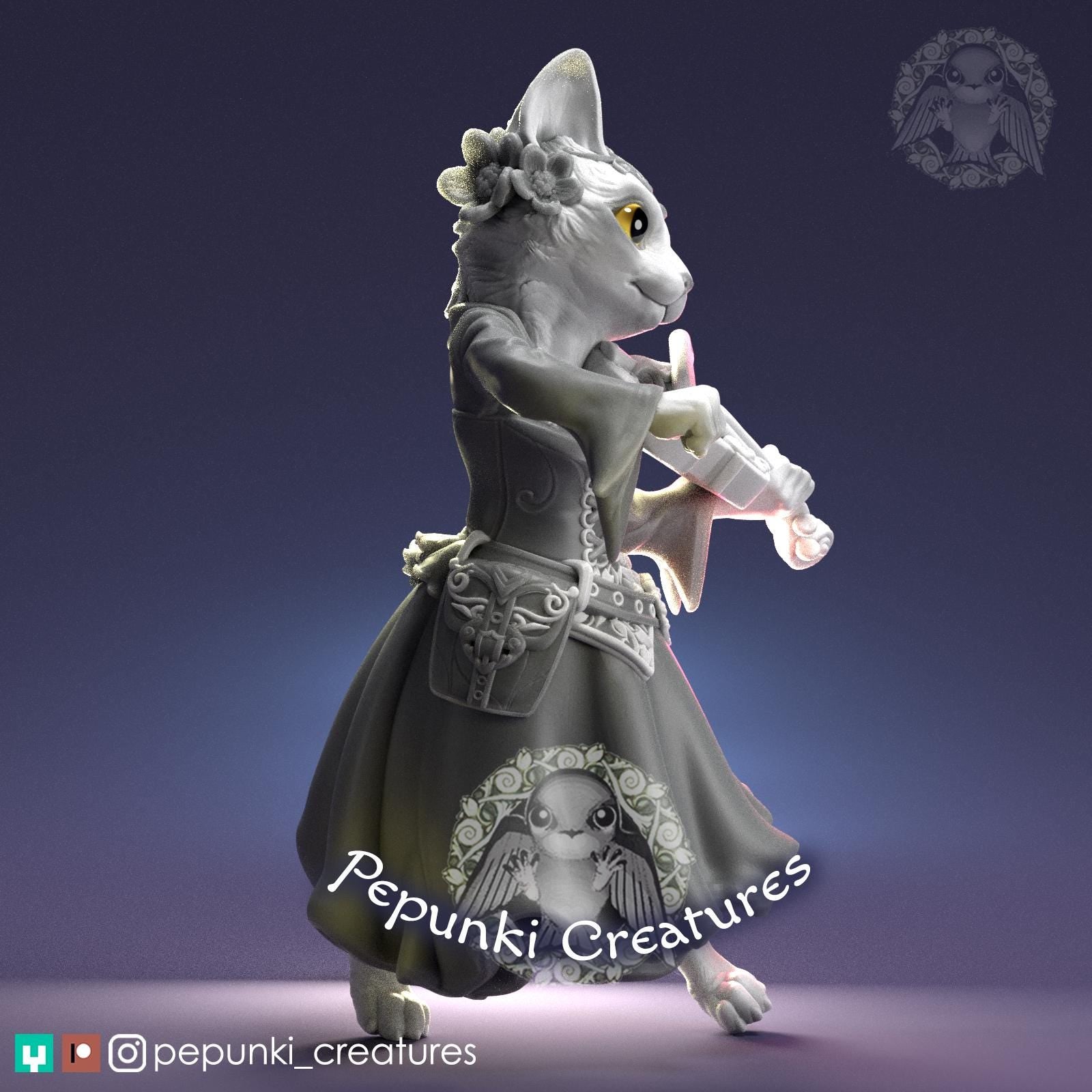 Cat Bard | Tabletop Miniature | Pepunki Creatures