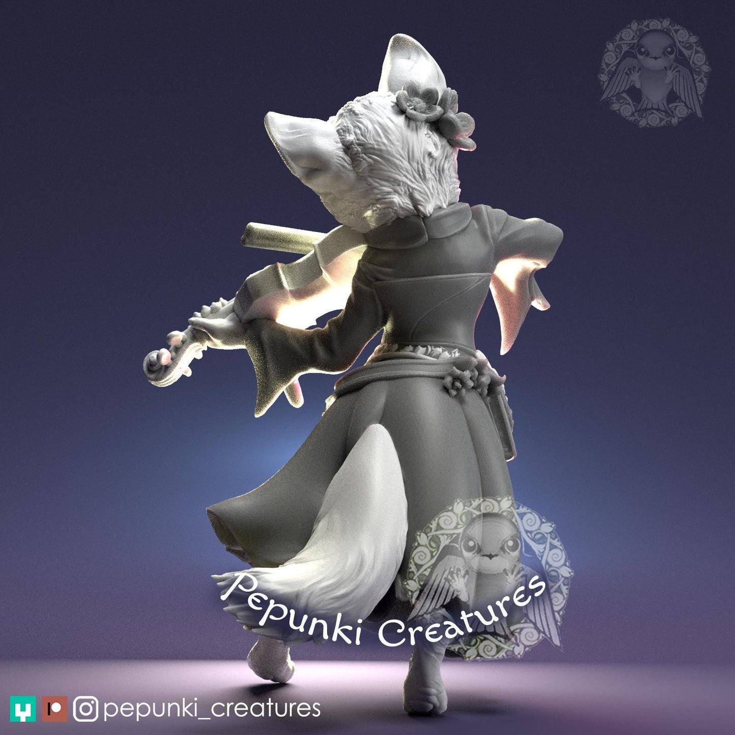 Cat Bard | Tabletop Miniature | Pepunki Creatures