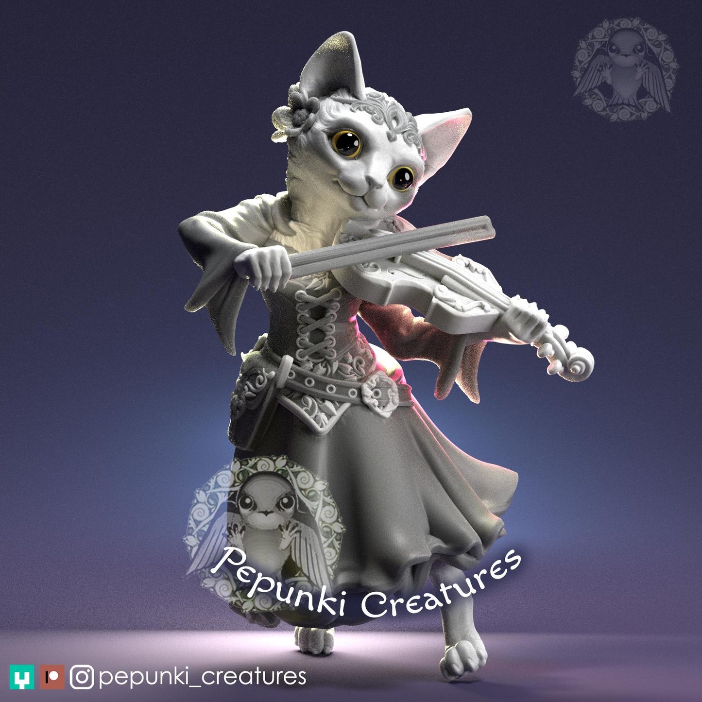 Cat Bard | Tabletop Miniature | Pepunki Creatures