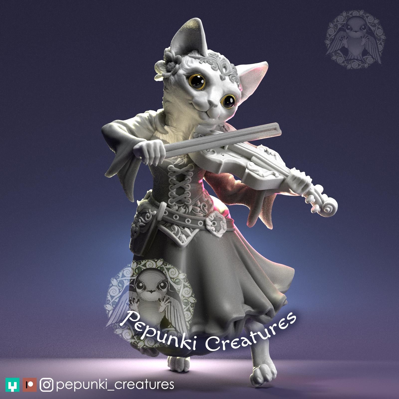 Cat Bard | Tabletop Miniature | Pepunki Creatures