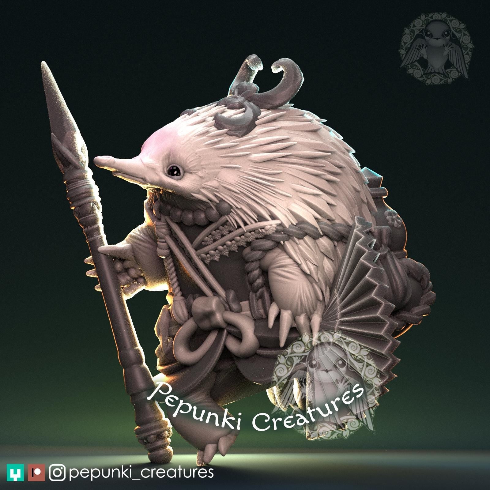 Echidna Spearman | Tabletop Miniature | Pepunki Creatures