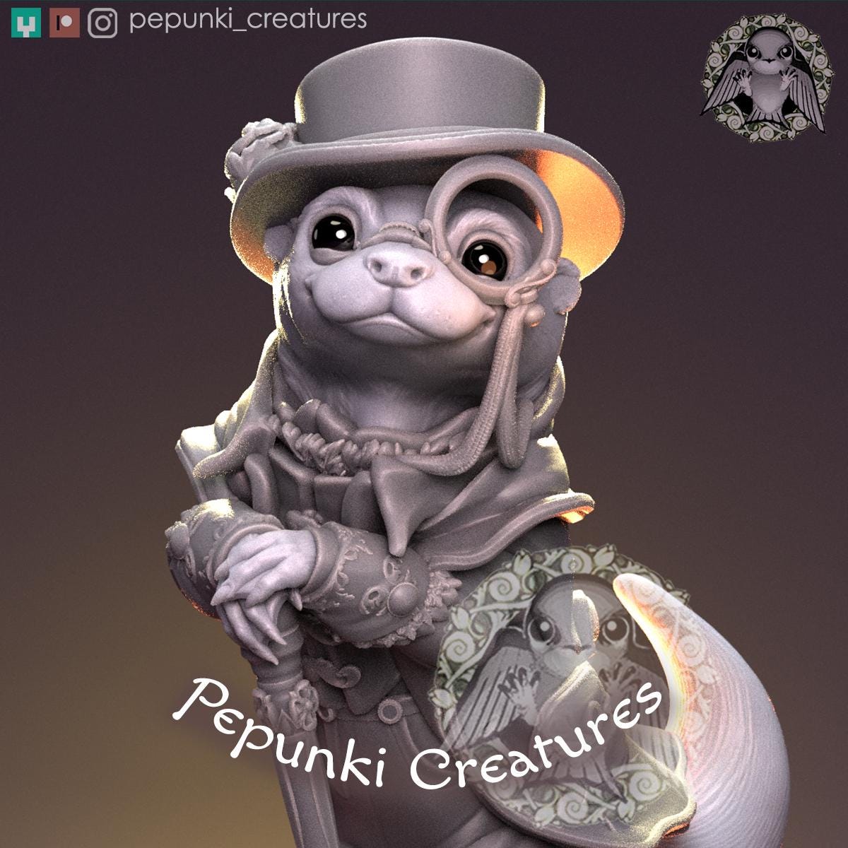 Otter Gentleman | Tabletop Miniature | Pepunki Creatures
