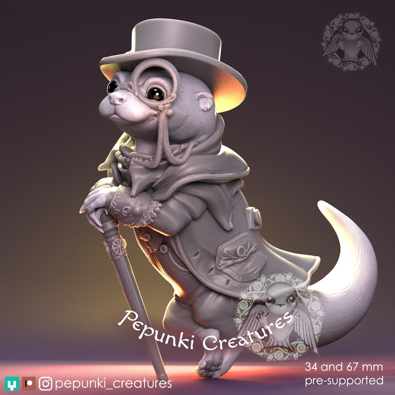 Otter Gentleman | Tabletop Miniature | Pepunki Creatures