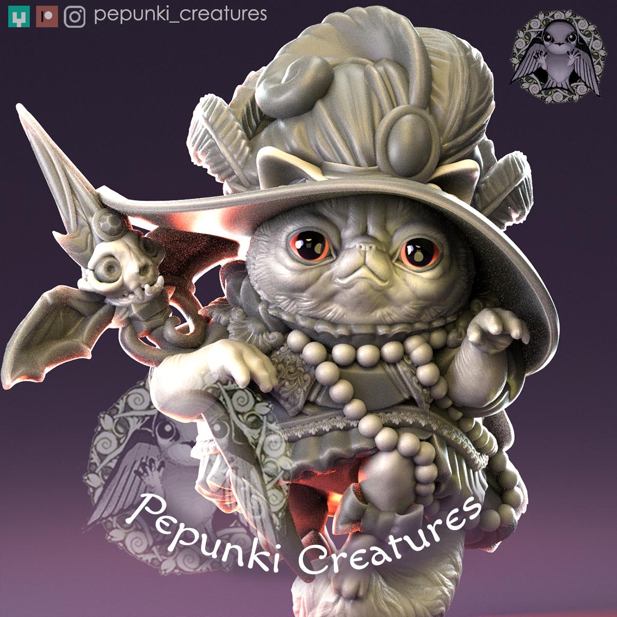 Persian Cat Witch | Tabletop Miniature | Pepunki Creatures
