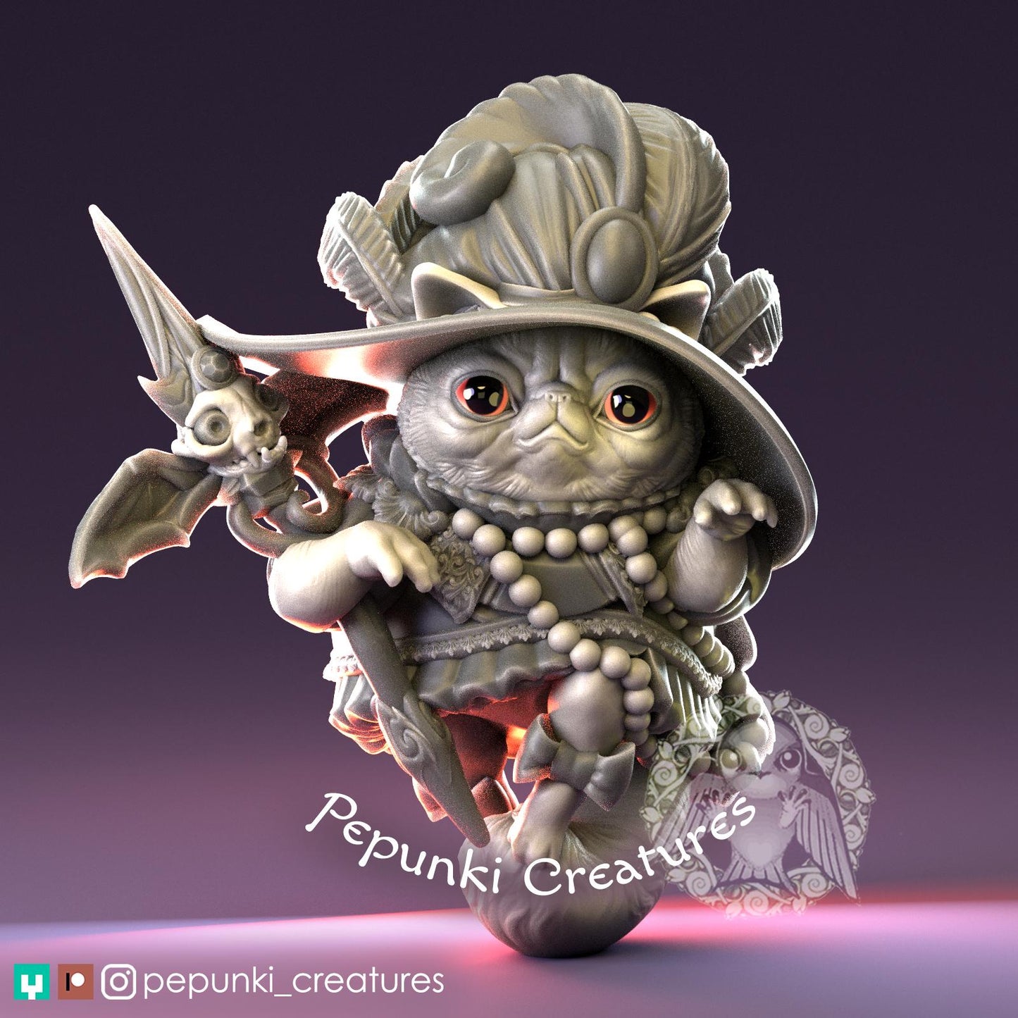 Persian Cat Witch | Tabletop Miniature | Pepunki Creatures