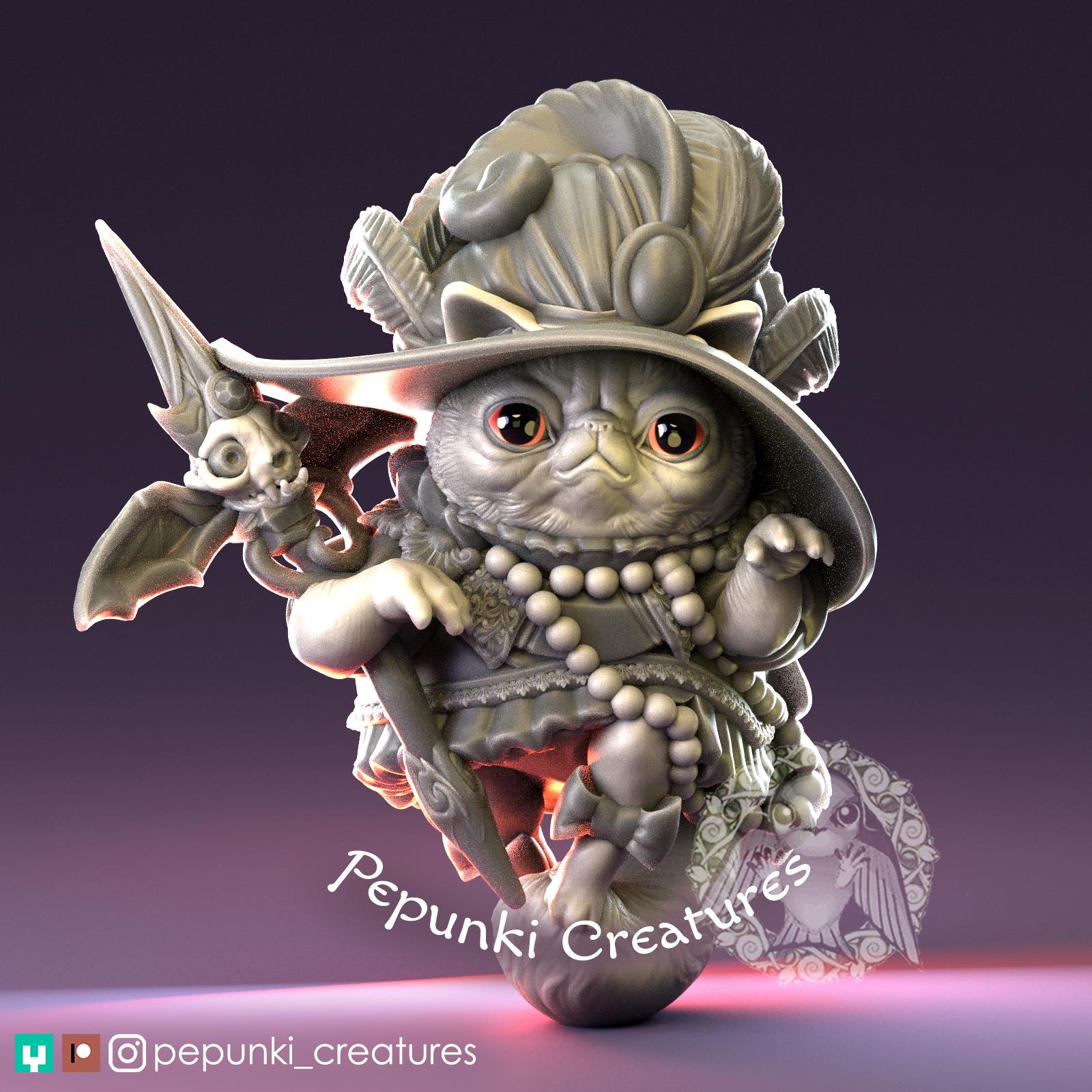 Persian Cat Witch | Tabletop Miniature | Pepunki Creatures