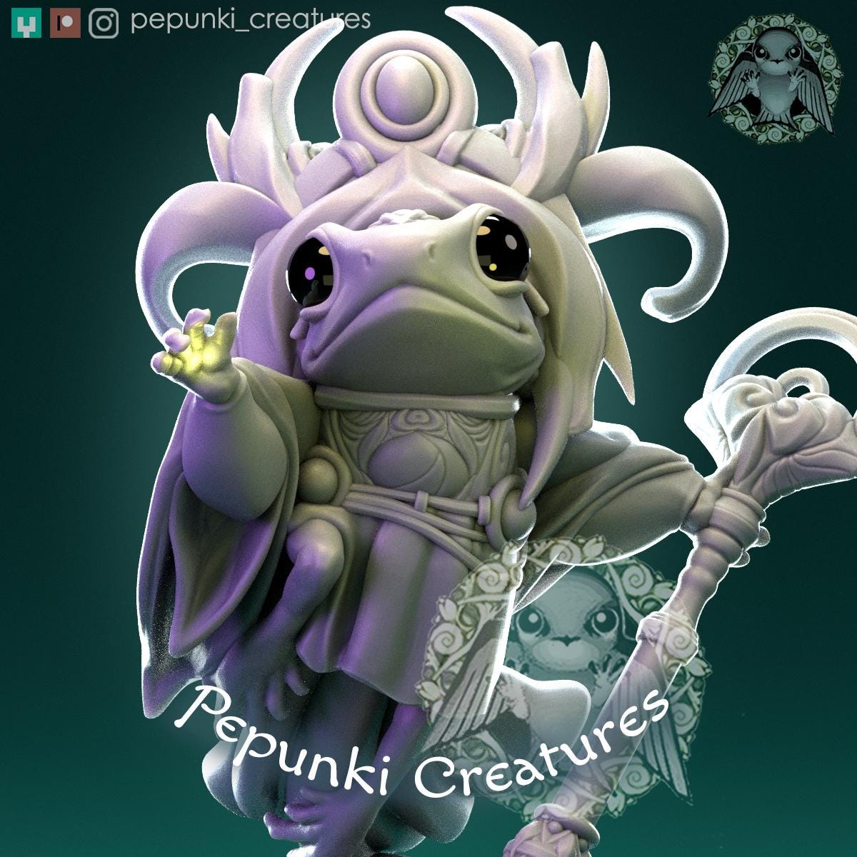 Poison Dart Frog Sorcerer | Tabletop Miniature | Pepunki Creatures
