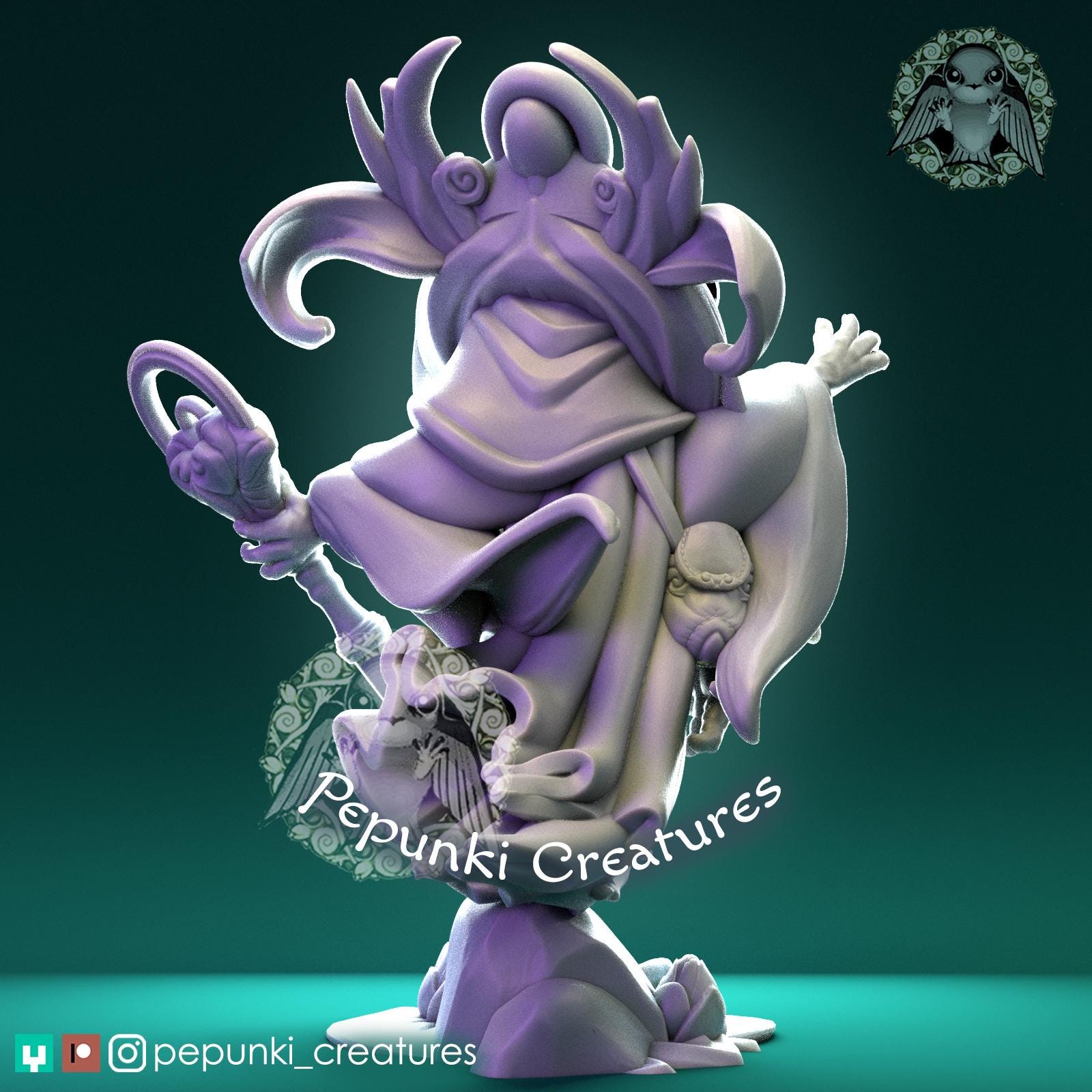 Poison Dart Frog Sorcerer | Tabletop Miniature | Pepunki Creatures