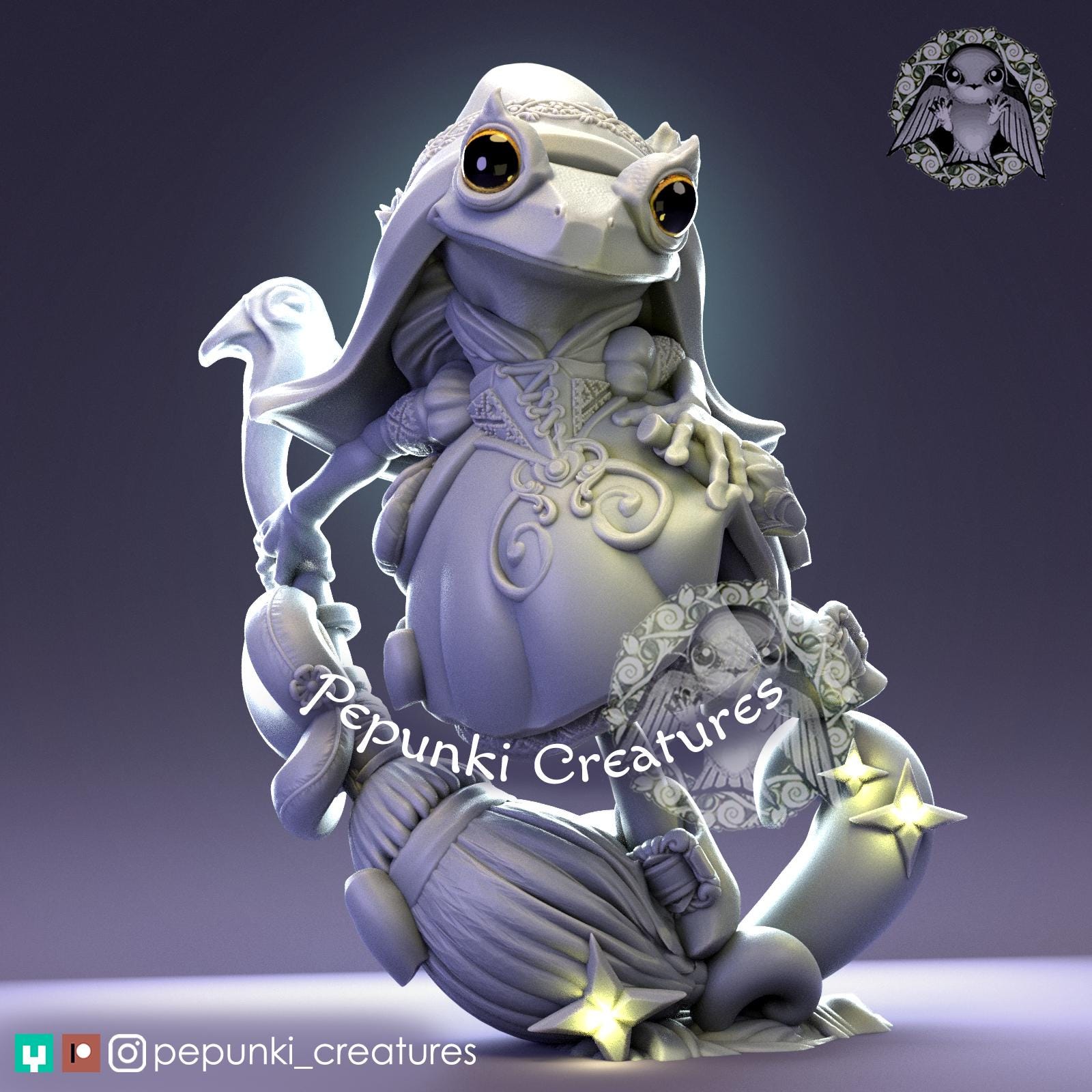 Frog Witch | Tabletop Miniature | Pepunki Creatures