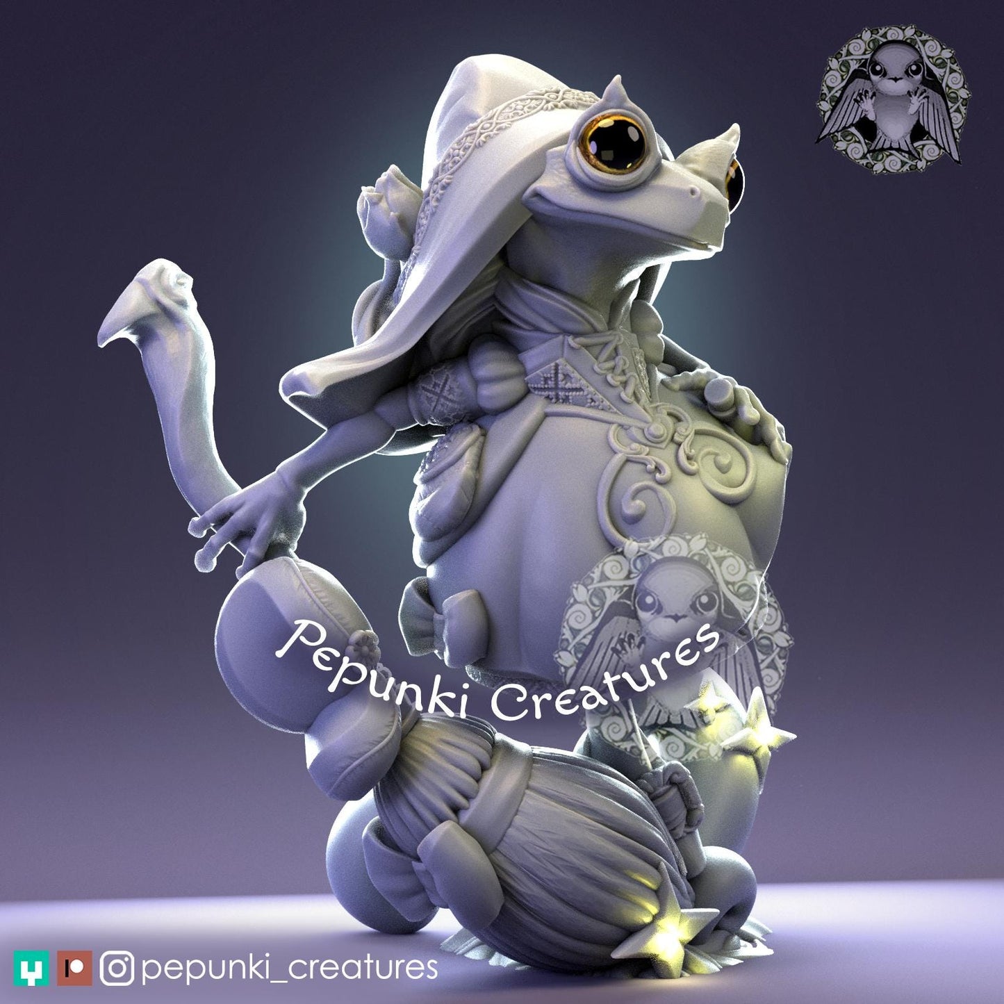 Frog Witch | Tabletop Miniature | Pepunki Creatures