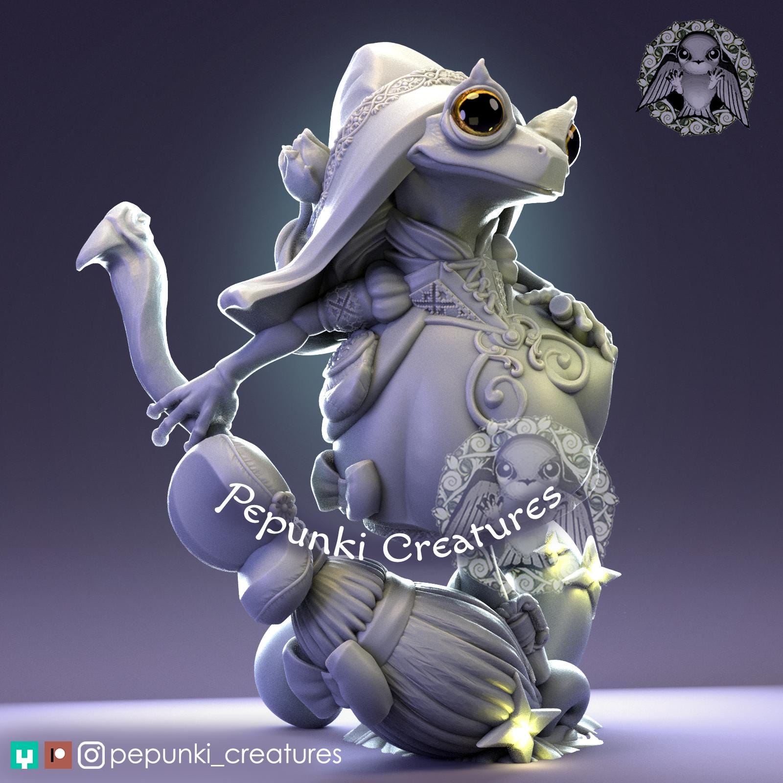 Frog Witch | Tabletop Miniature | Pepunki Creatures