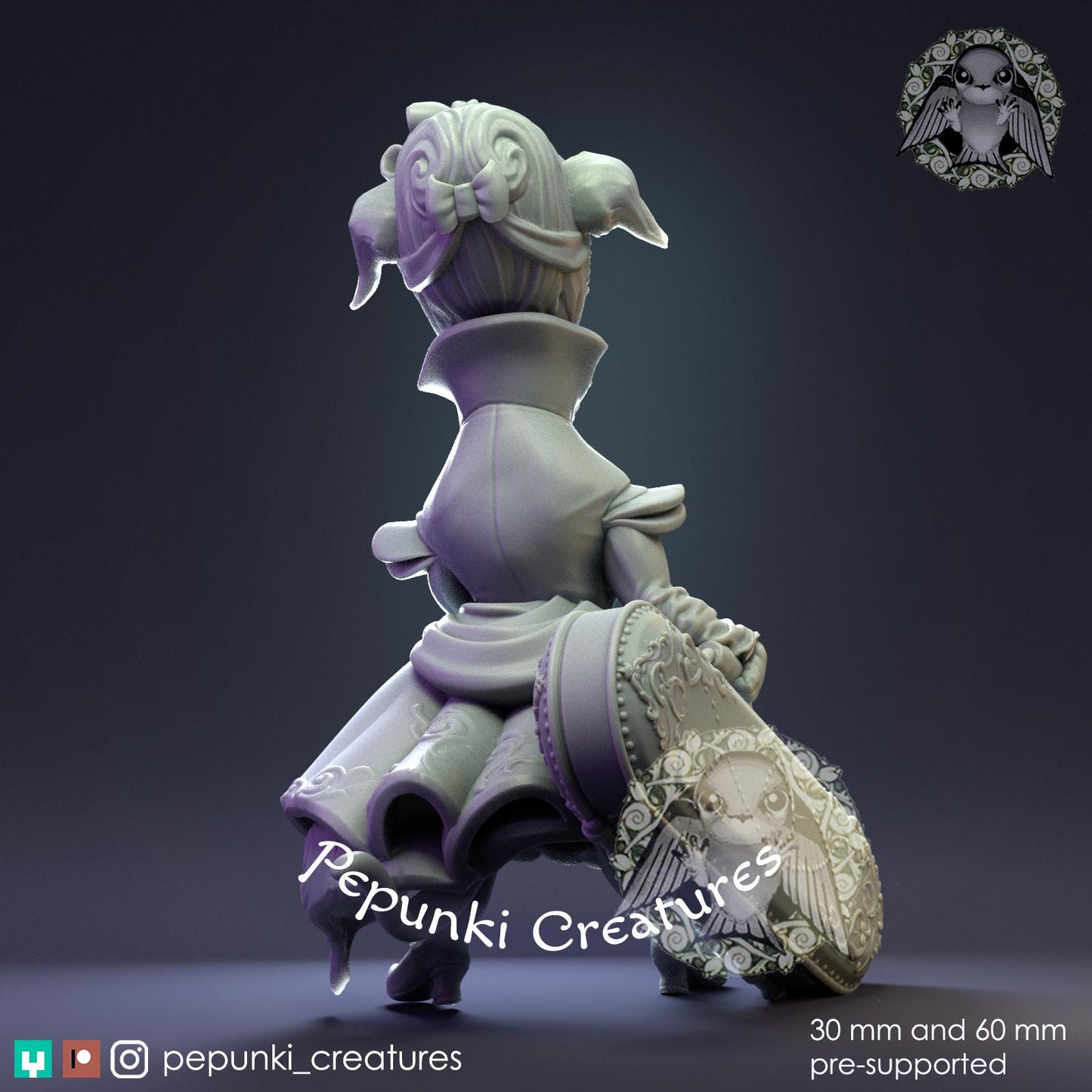 Greyhound Lady | Tabletop Miniature | Pepunki Creatures