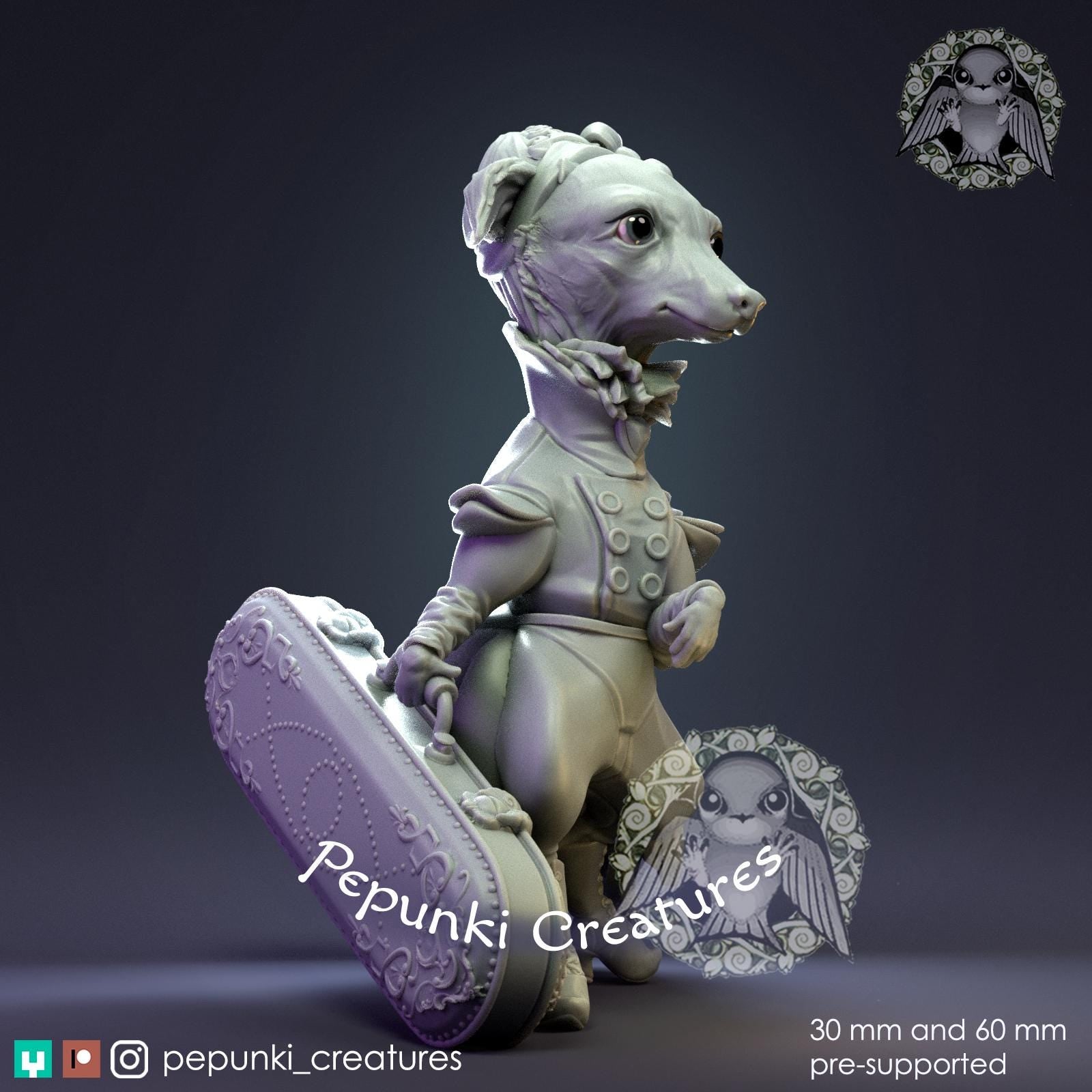 Greyhound Lady | Tabletop Miniature | Pepunki Creatures