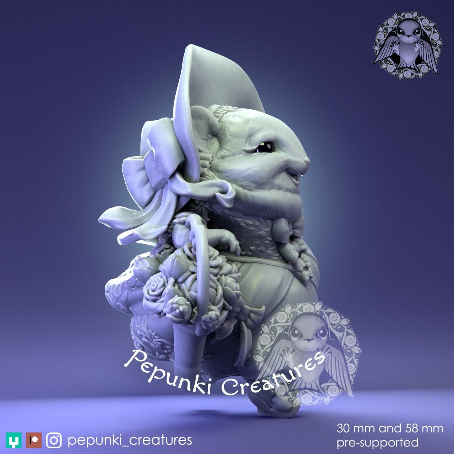 Chinchilla Florist | Tabletop Miniature | Pepunki Creatures