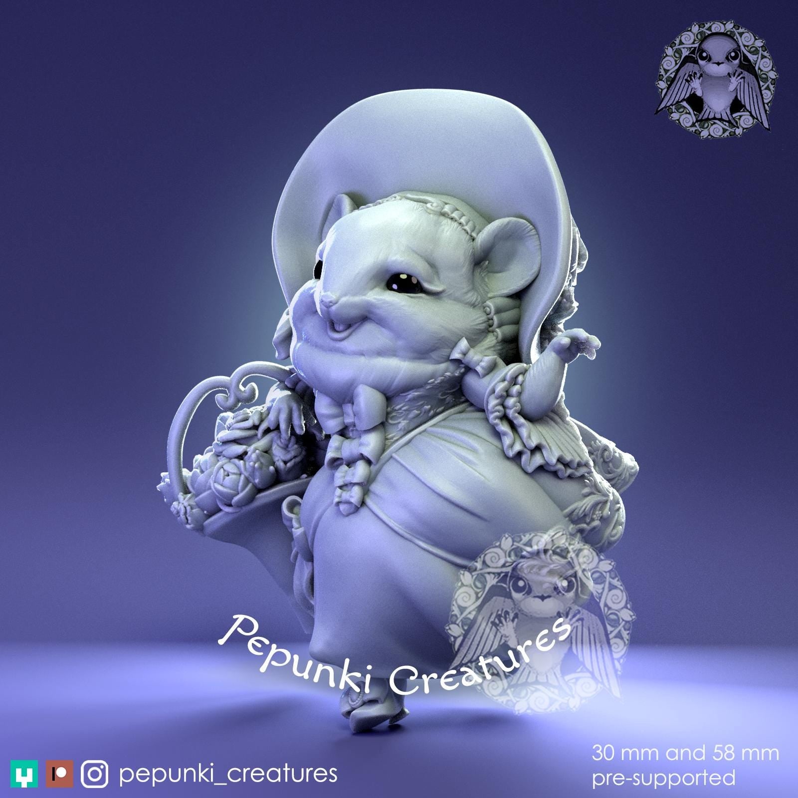 Chinchilla Florist | Tabletop Miniature | Pepunki Creatures