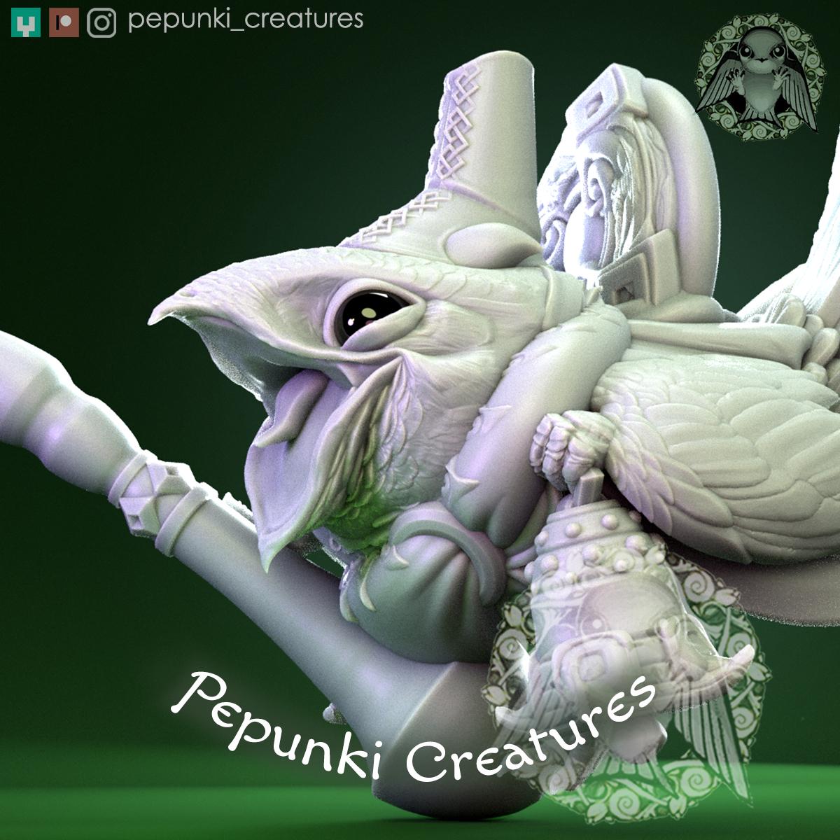 Nightjar Bird Herald | Tabletop Miniature | Pepunki Creatures