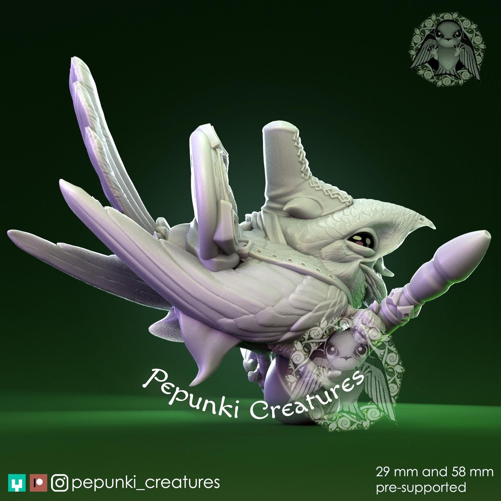 Nightjar Bird Herald | Tabletop Miniature | Pepunki Creatures