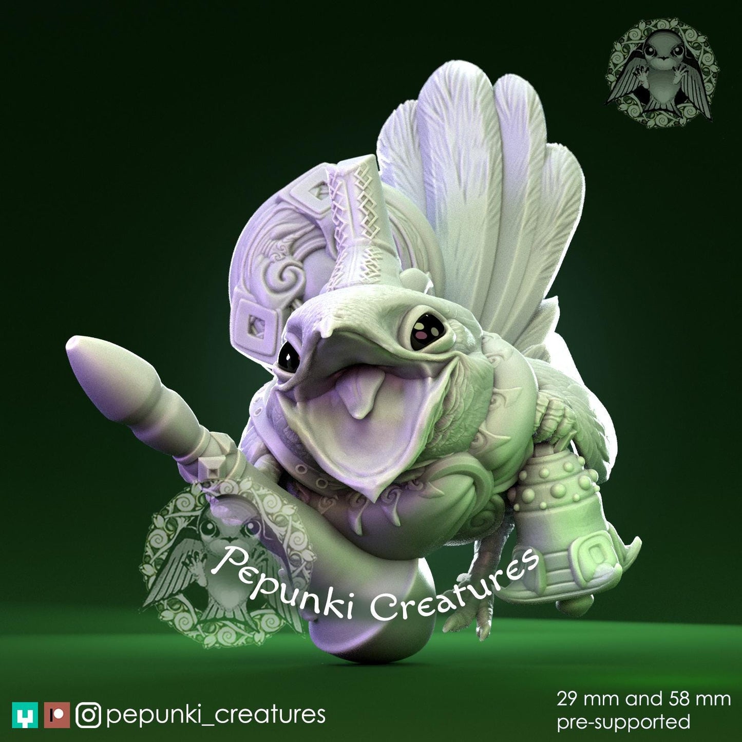 Nightjar Bird Herald | Tabletop Miniature | Pepunki Creatures
