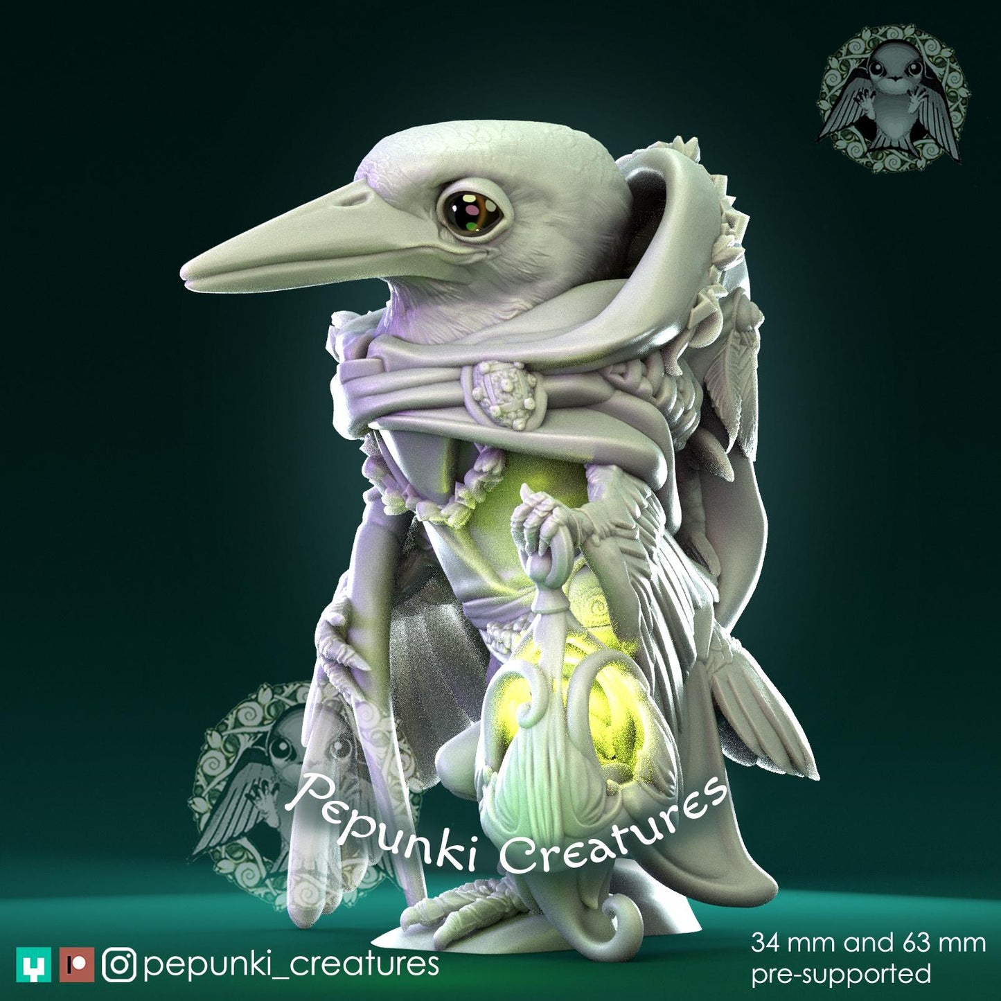 Kingfisher Bird Druid | Tabletop Miniature | Pepunki Creatures