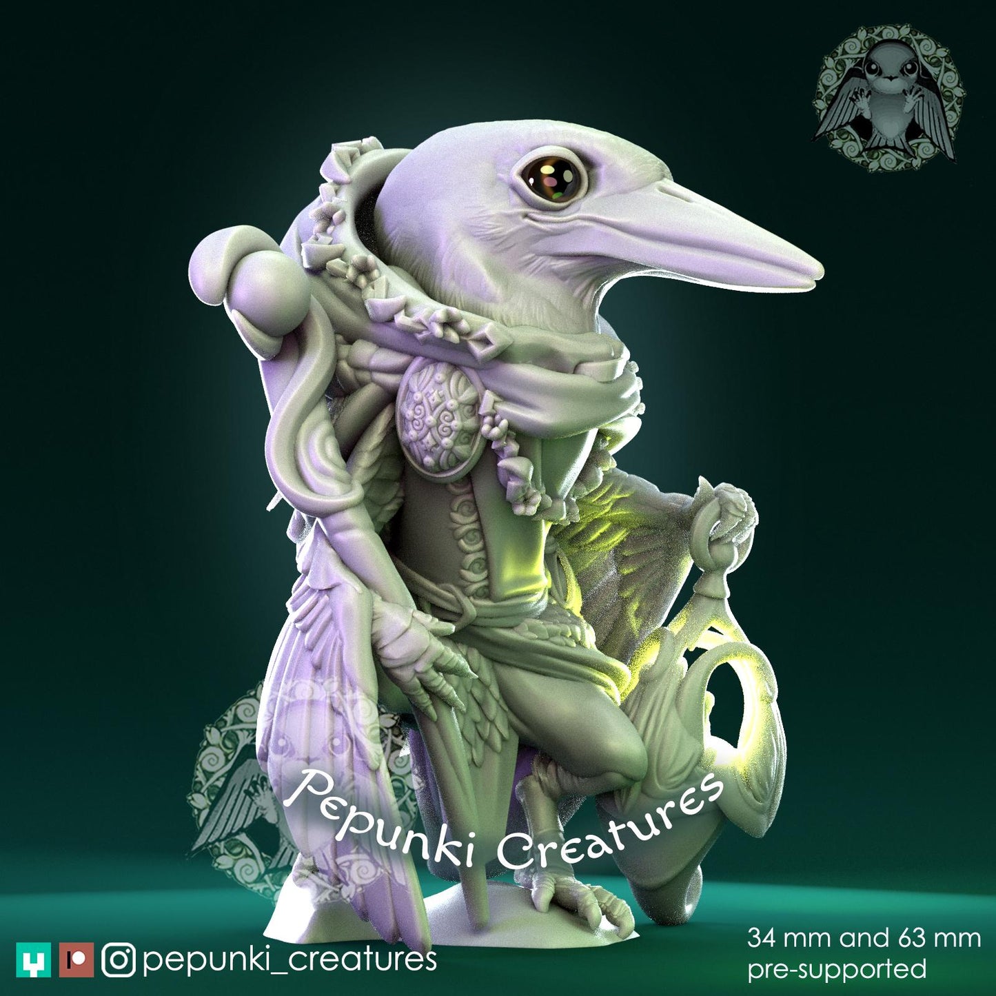 Kingfisher Bird Druid | Tabletop Miniature | Pepunki Creatures