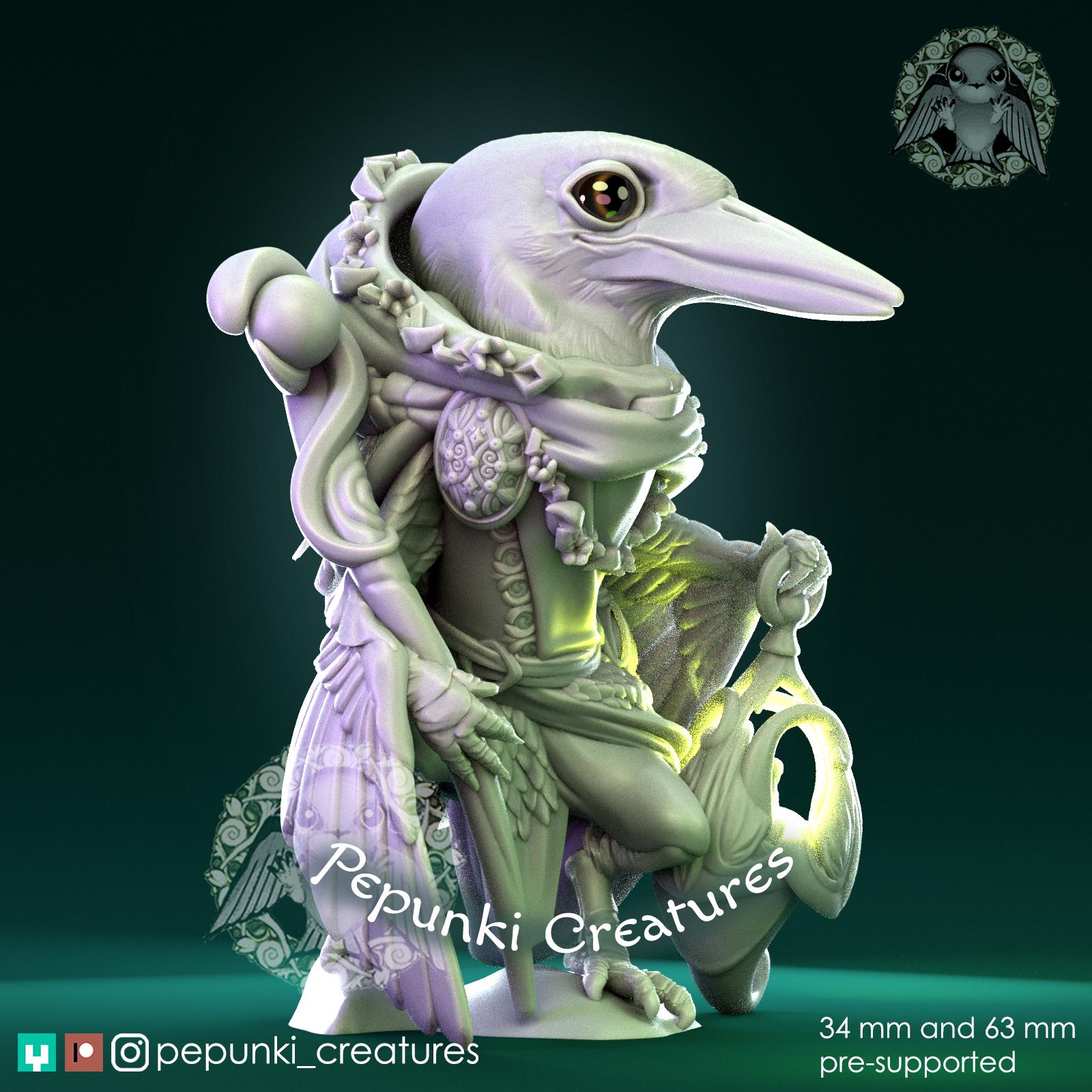 Kingfisher Bird Druid | Tabletop Miniature | Pepunki Creatures