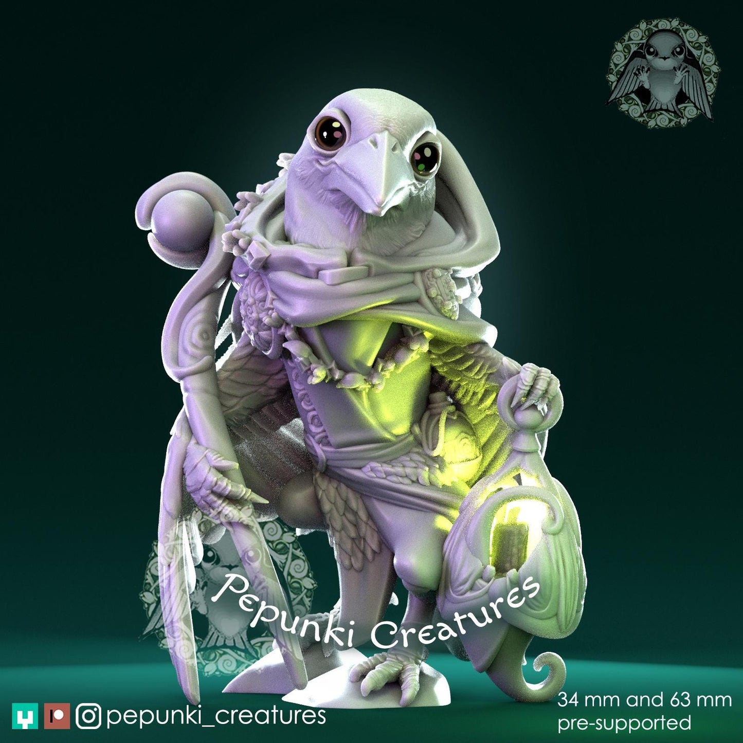 Kingfisher Bird Druid | Tabletop Miniature | Pepunki Creatures